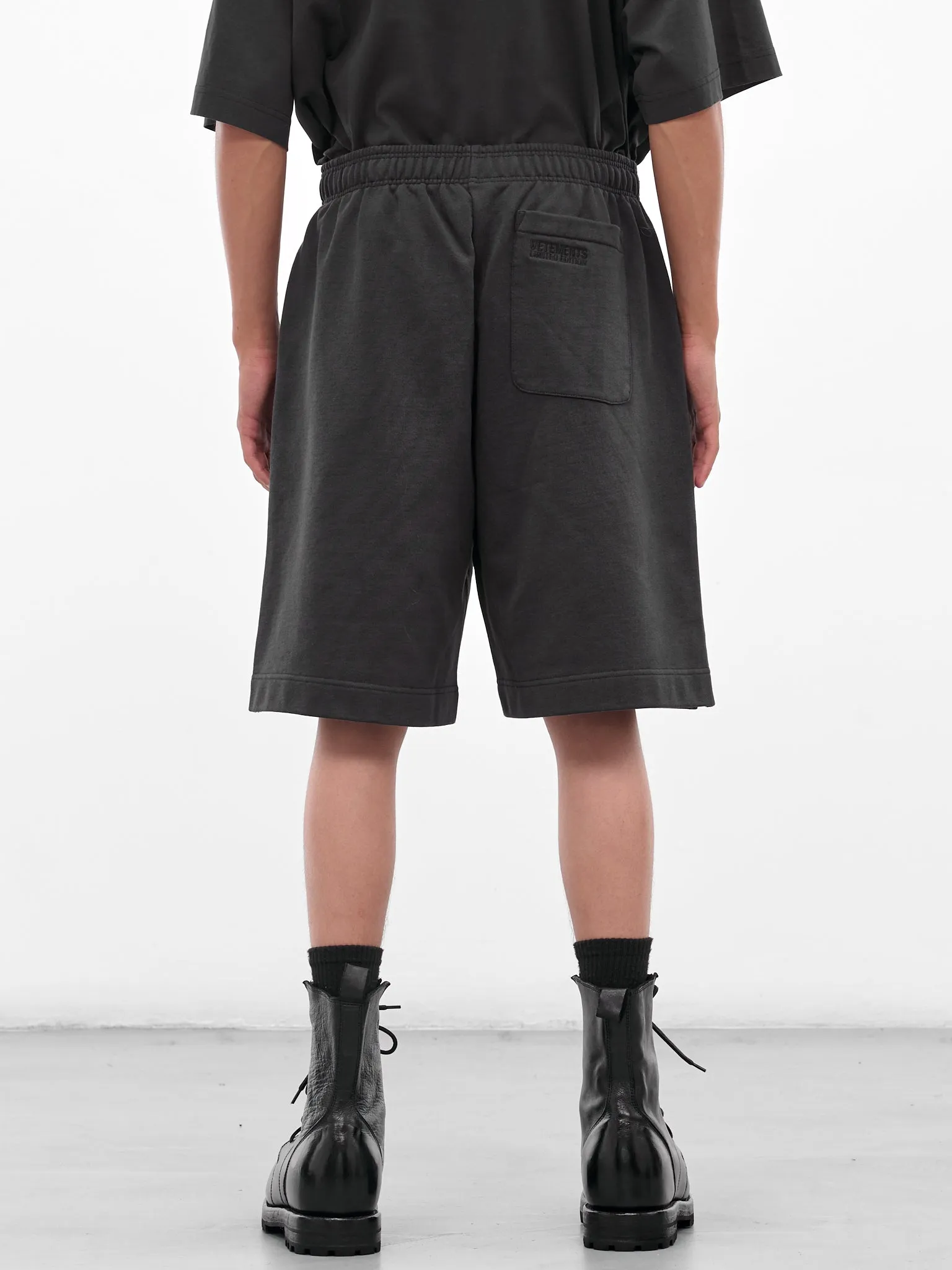 Black 'Polizei' Molton Shorts (UH76SS300B-WASHED-BLACK) sold by lorenzo product image thumbnail 3