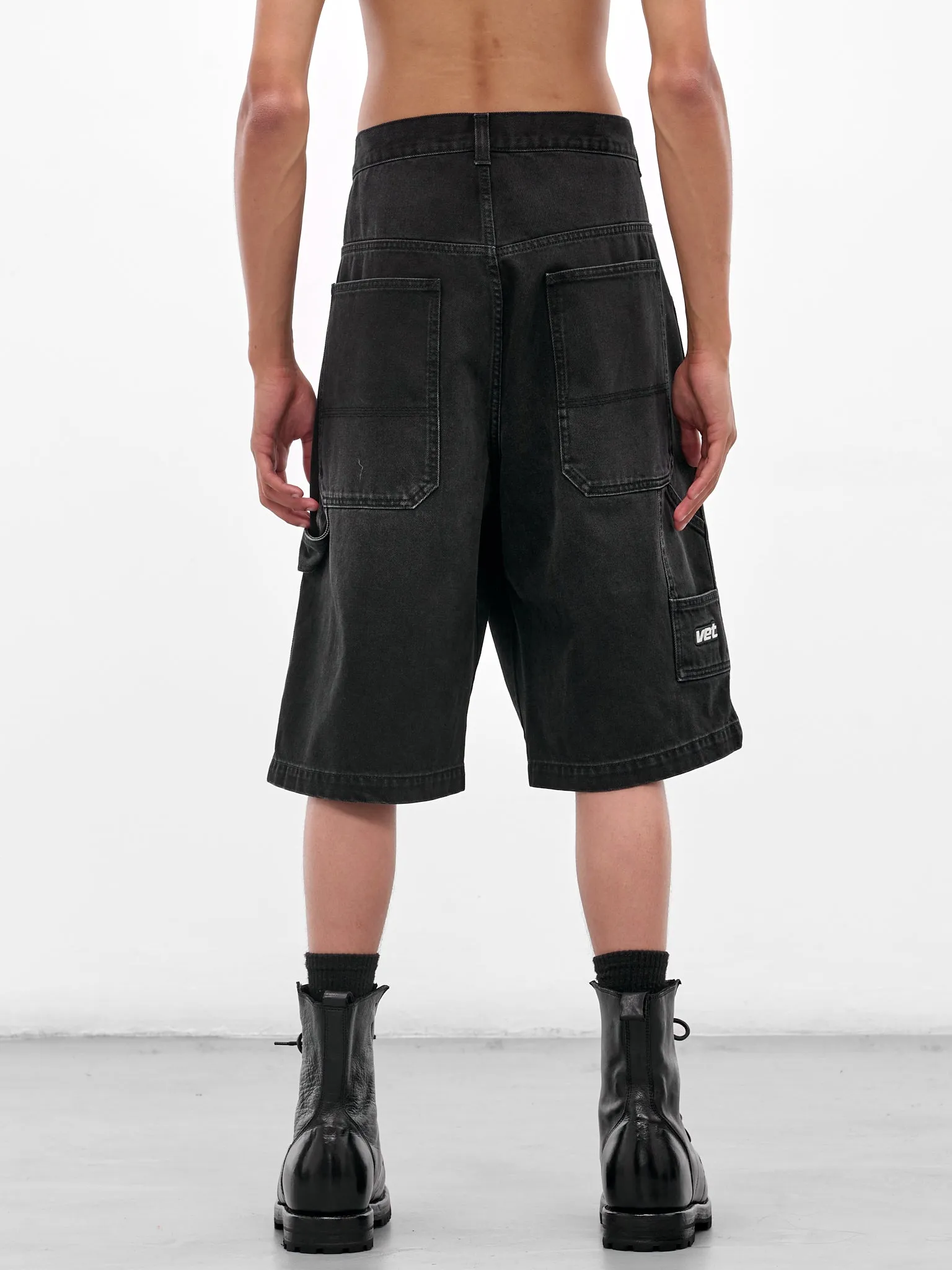 Black Denim Hip Hop Shorts (UH76DP125B2-VINTAGE-BLACK) sold by lorenzo product image thumbnail 3