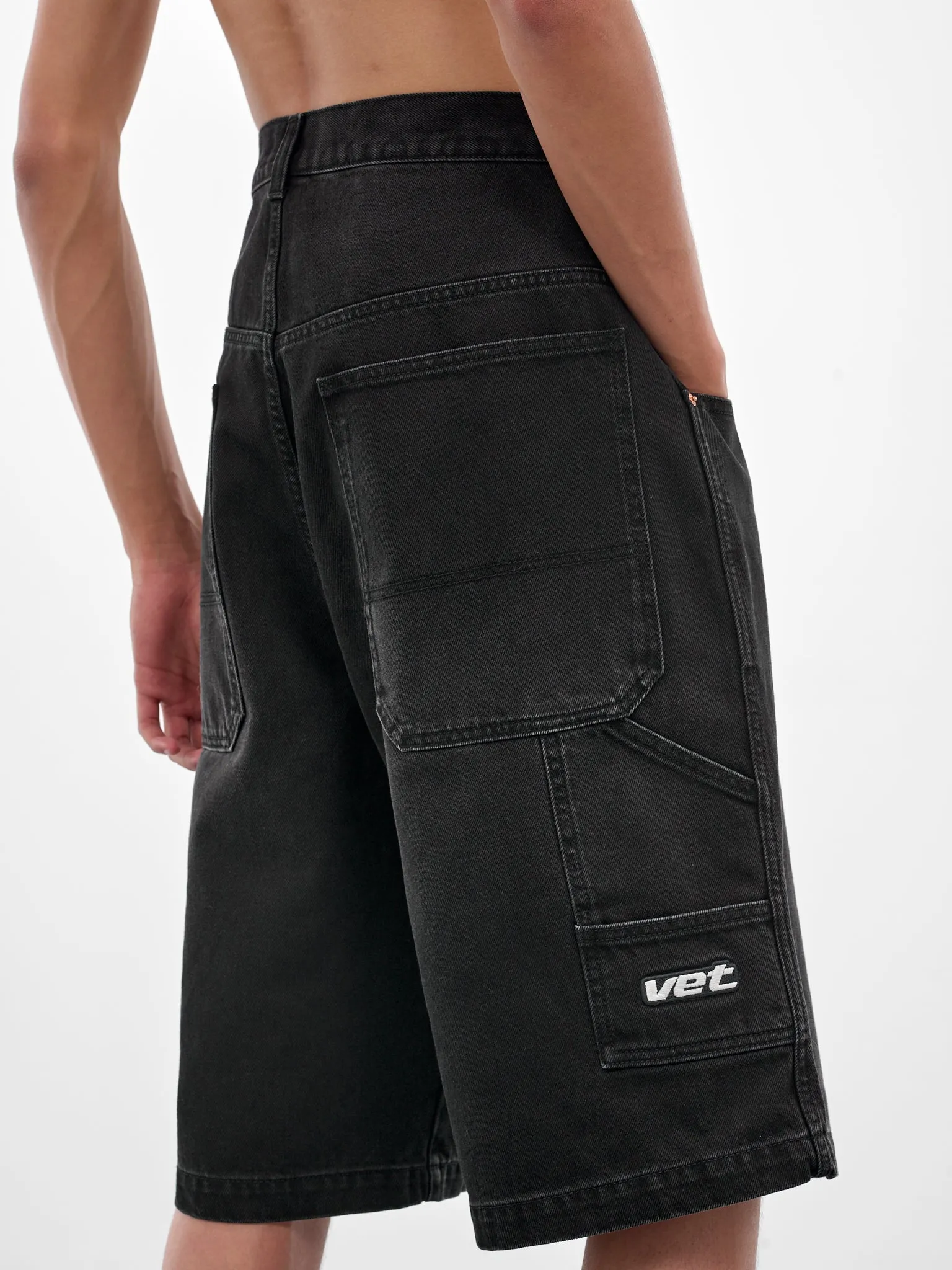 Black Denim Hip Hop Shorts (UH76DP125B2-VINTAGE-BLACK) sold by lorenzo product image thumbnail 5