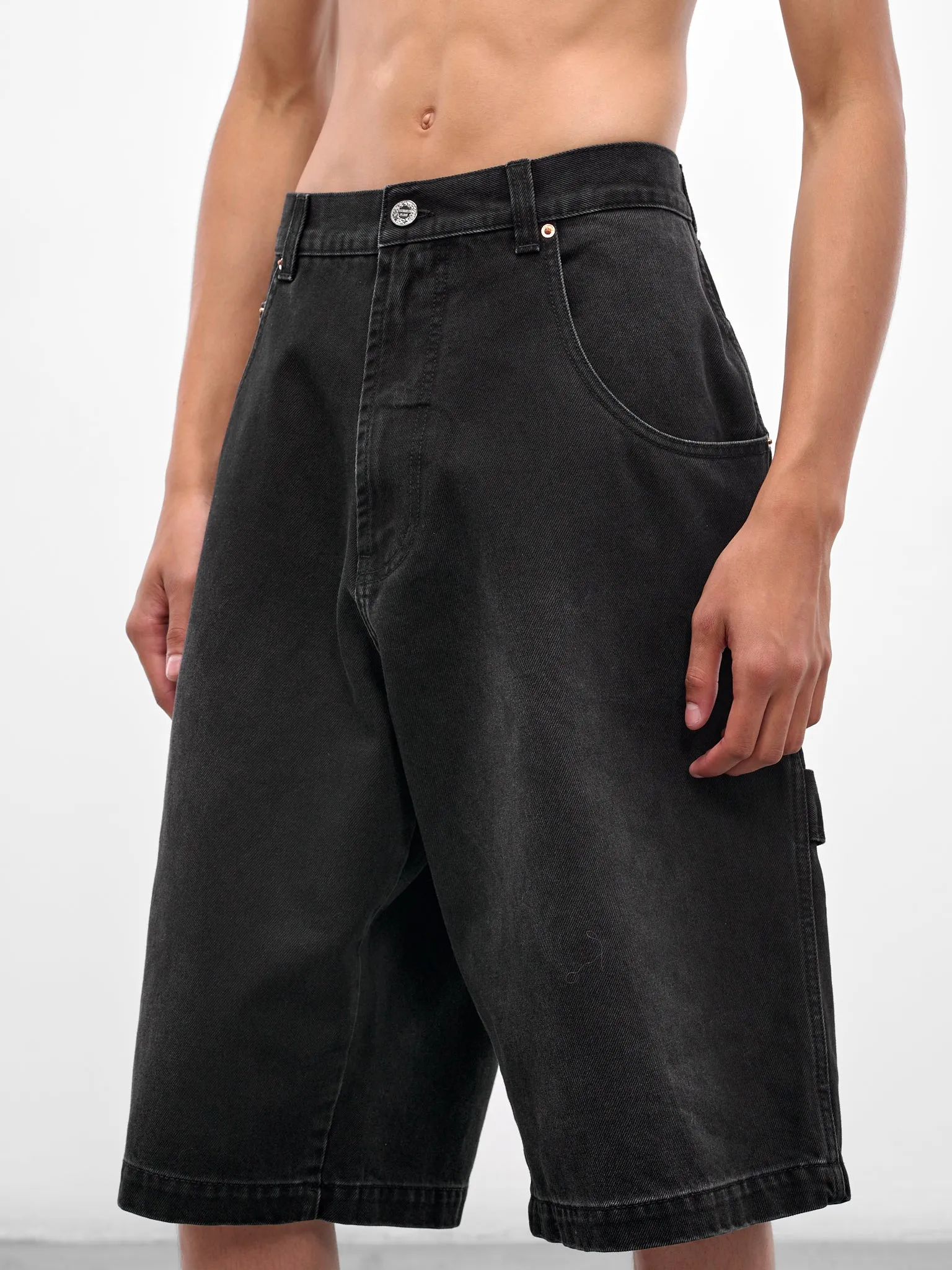 Black Denim Hip Hop Shorts (UH76DP125B2-VINTAGE-BLACK) sold by lorenzo product image thumbnail 4