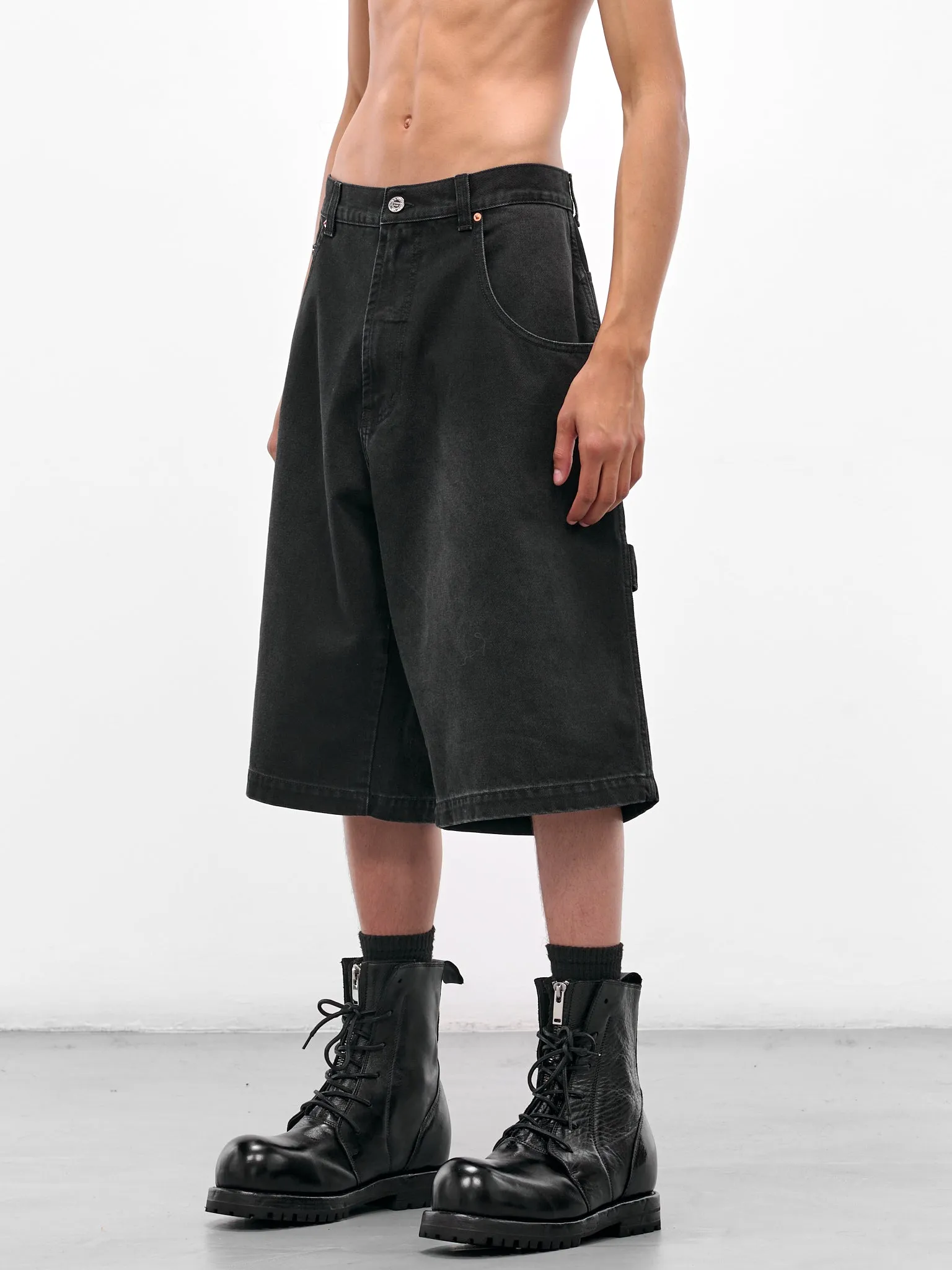 Black Denim Hip Hop Shorts (UH76DP125B2-VINTAGE-BLACK) sold by lorenzo product image thumbnail 2