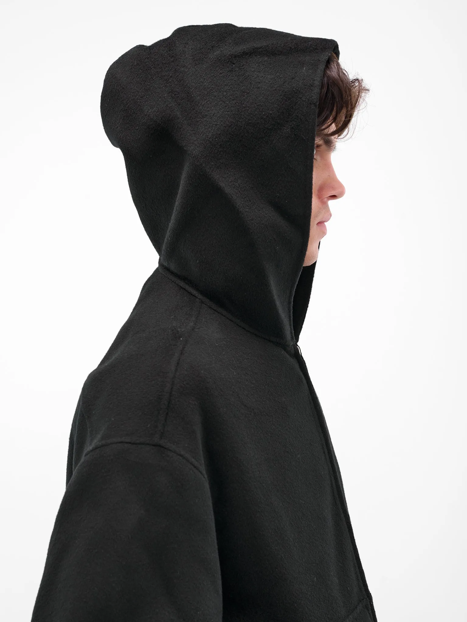 Black Cashmere Hooded Zip Jacket (FN-MN-OUTW001238-BLACK) sold by lorenzo product image thumbnail 5