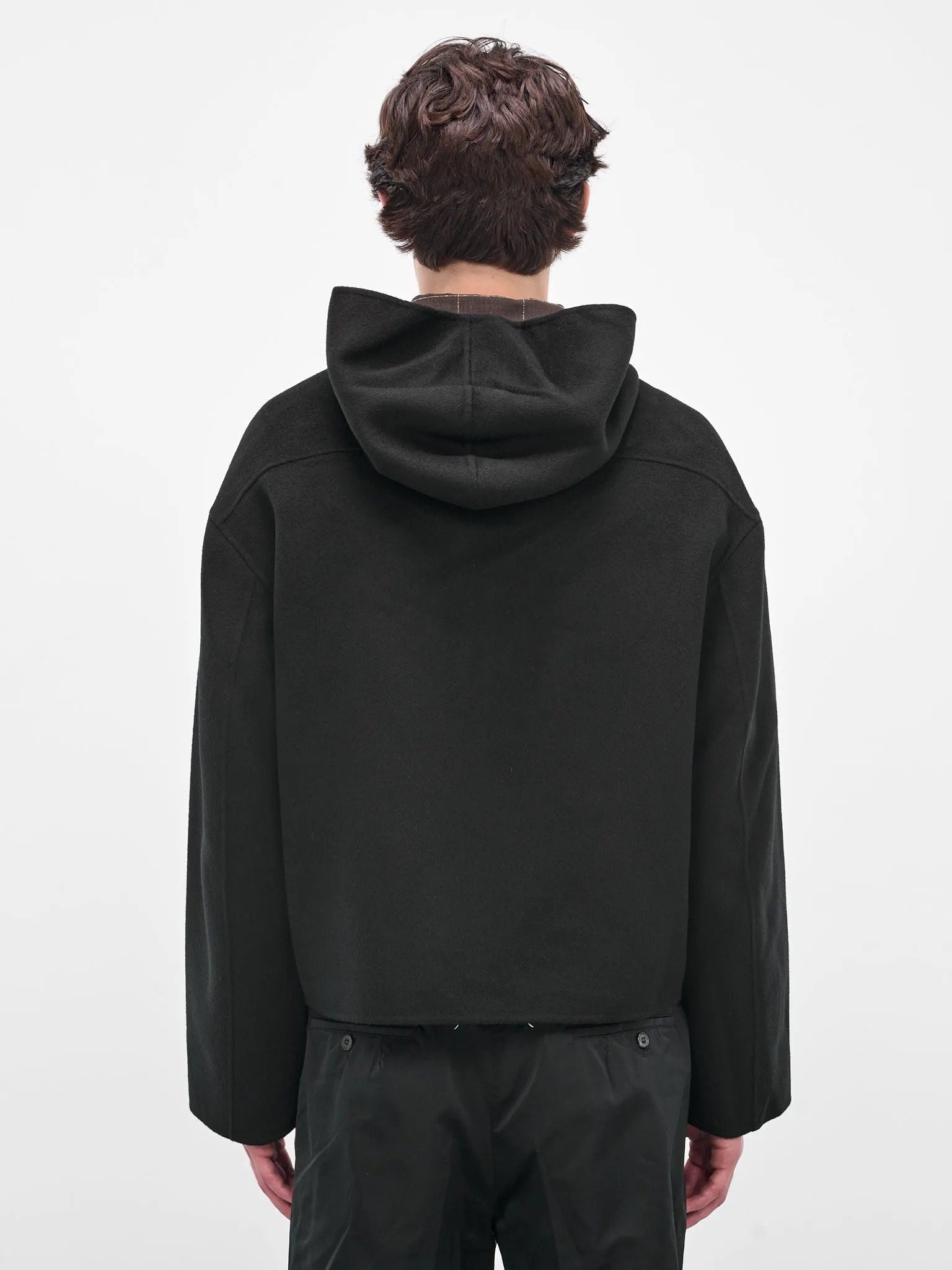 Black Cashmere Hooded Zip Jacket (FN-MN-OUTW001238-BLACK) sold by lorenzo product image thumbnail 3