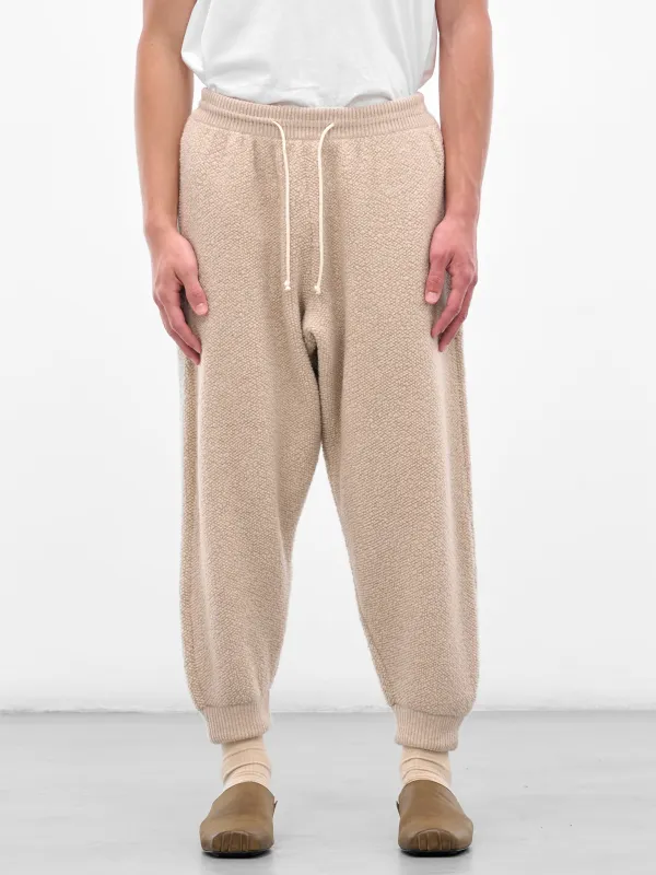 Beige Boucle Fleece Wool Joggers (25A96MUK06-DUNE) sold by lorenzo