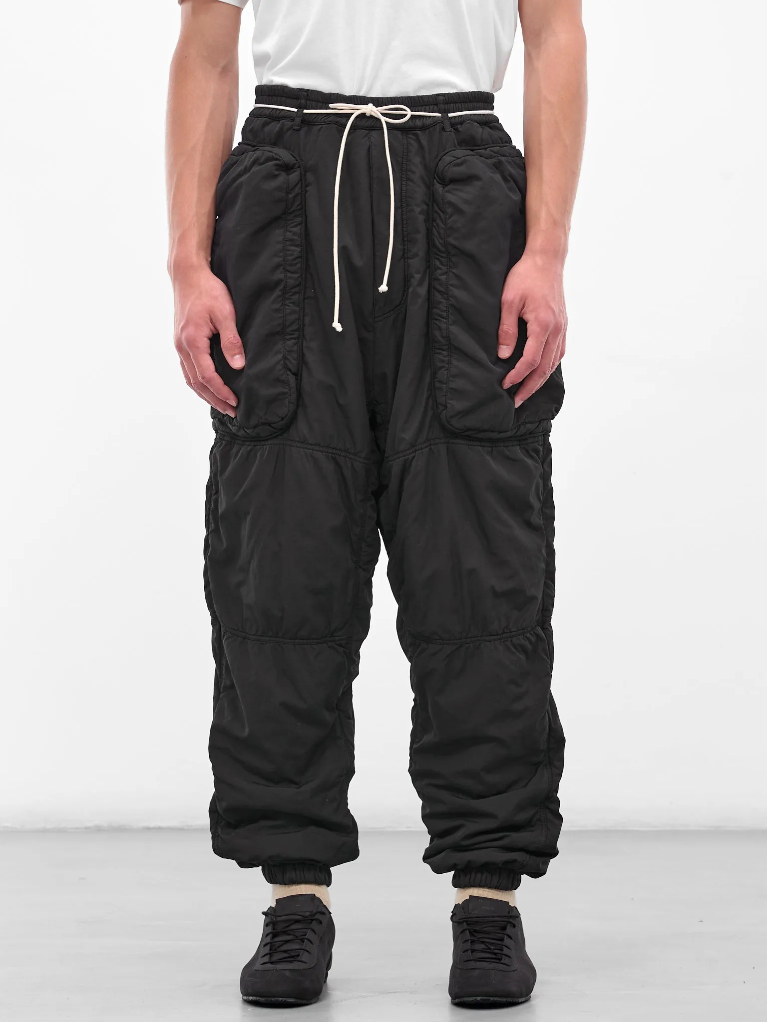 Black Cotton Padded Utility Trousers (25A96MRU47-BLACK) sold by lorenzo