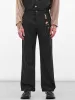 Black Gabardine Loose Pleated Trousers (252-MPT084-BLACK) sold by lorenzo