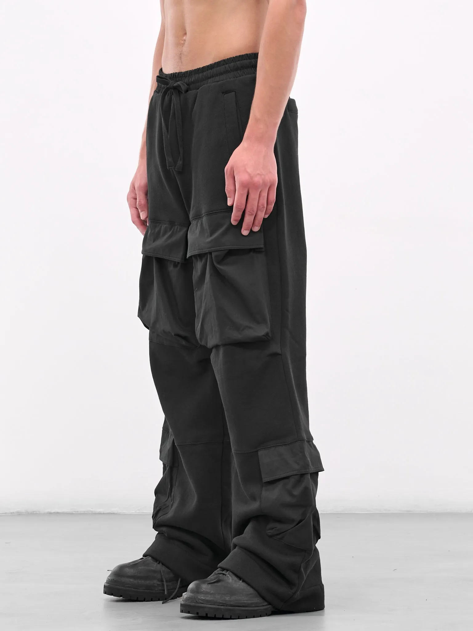 Black Wide Leg Utility Sweatpants (ES2341-SOOT) sold by lorenzo product image thumbnail 2