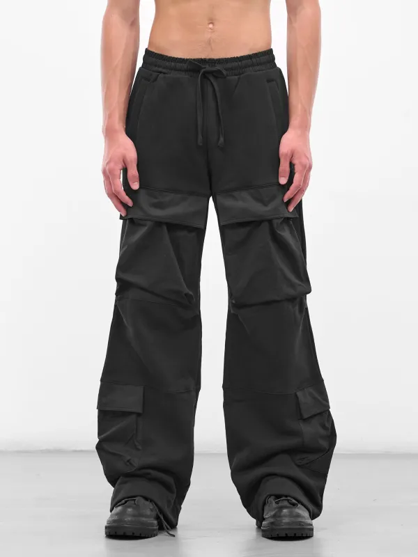 Black Wide Leg Utility Sweatpants (ES2341-SOOT) sold by lorenzo