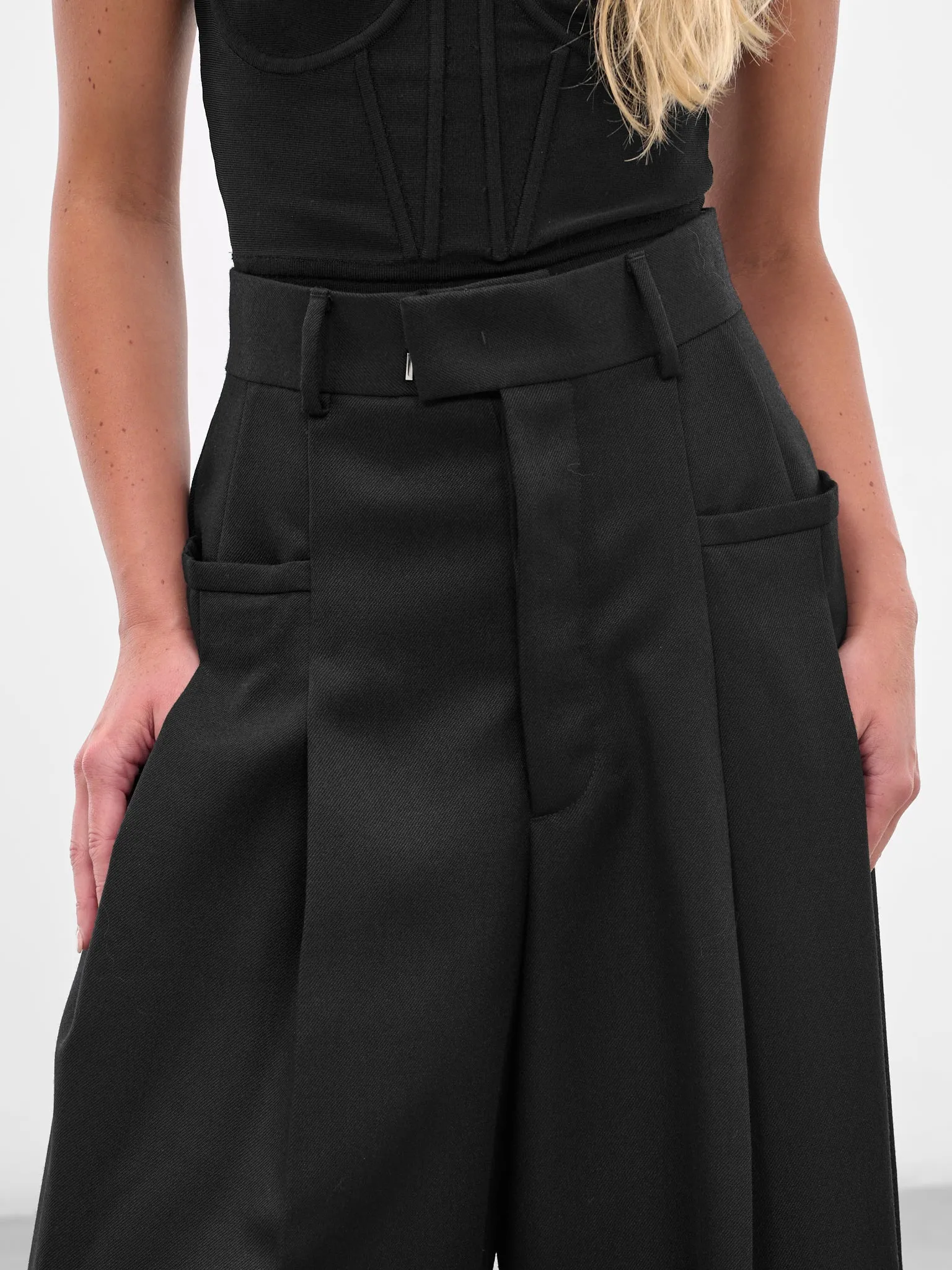 Black Wool Wide Leg Trousers (S75KB0495-D35313-900-BLACK) sold by lorenzo product image thumbnail 5
