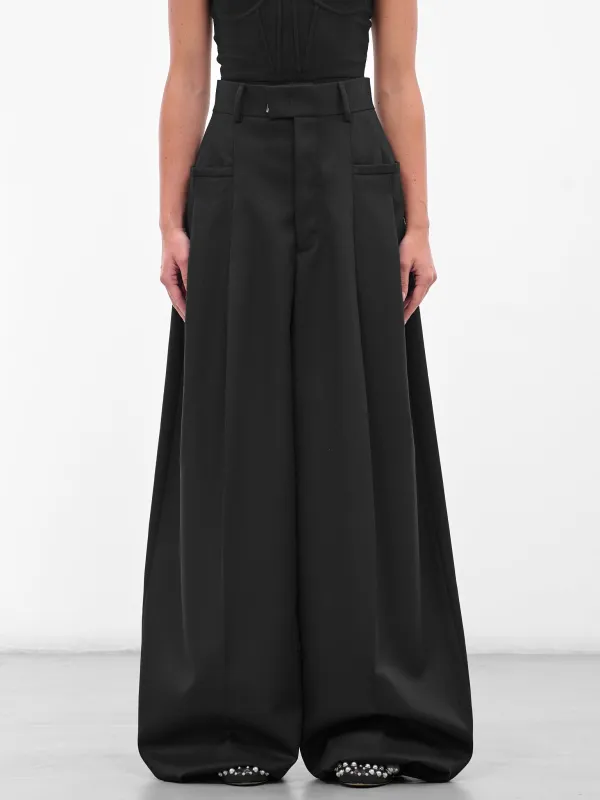 Black Wool Wide Leg Trousers (S75KB0495-D35313-900-BLACK) sold by lorenzo