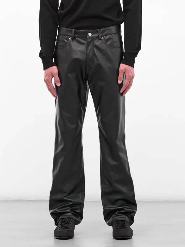 Black Leather Flared Trousers (SH2LA0029-M07005-900-BLACK) sold by lorenzo