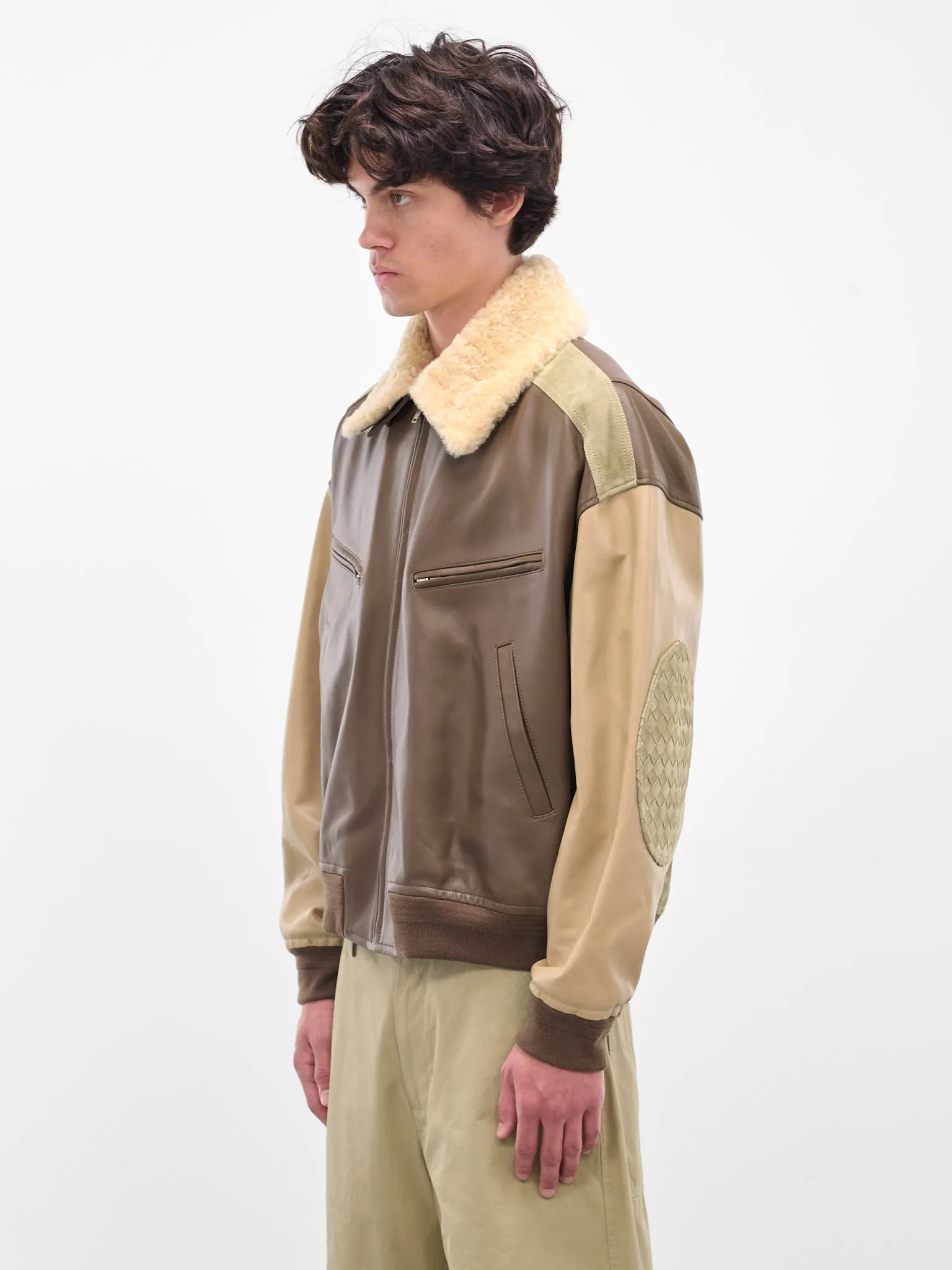 Brown Nappa Leather Blouson (833908V5BX0-2631-DARK-MOSS-SES) sold by lorenzo product image thumbnail 2