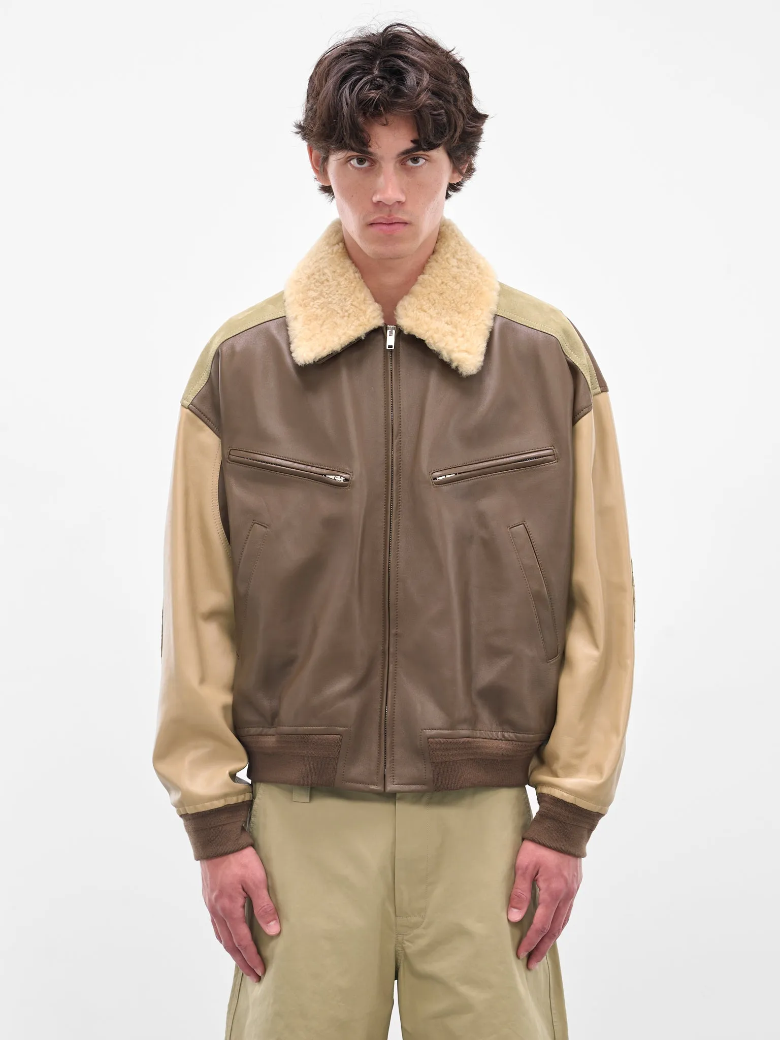 Brown Nappa Leather Blouson (833908V5BX0-2631-DARK-MOSS-SES) sold by lorenzo