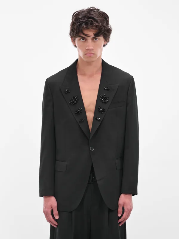 Black Relaxed Wide Peak Jacket (6119DTB-1217-BLACK-JET) sold by lorenzo