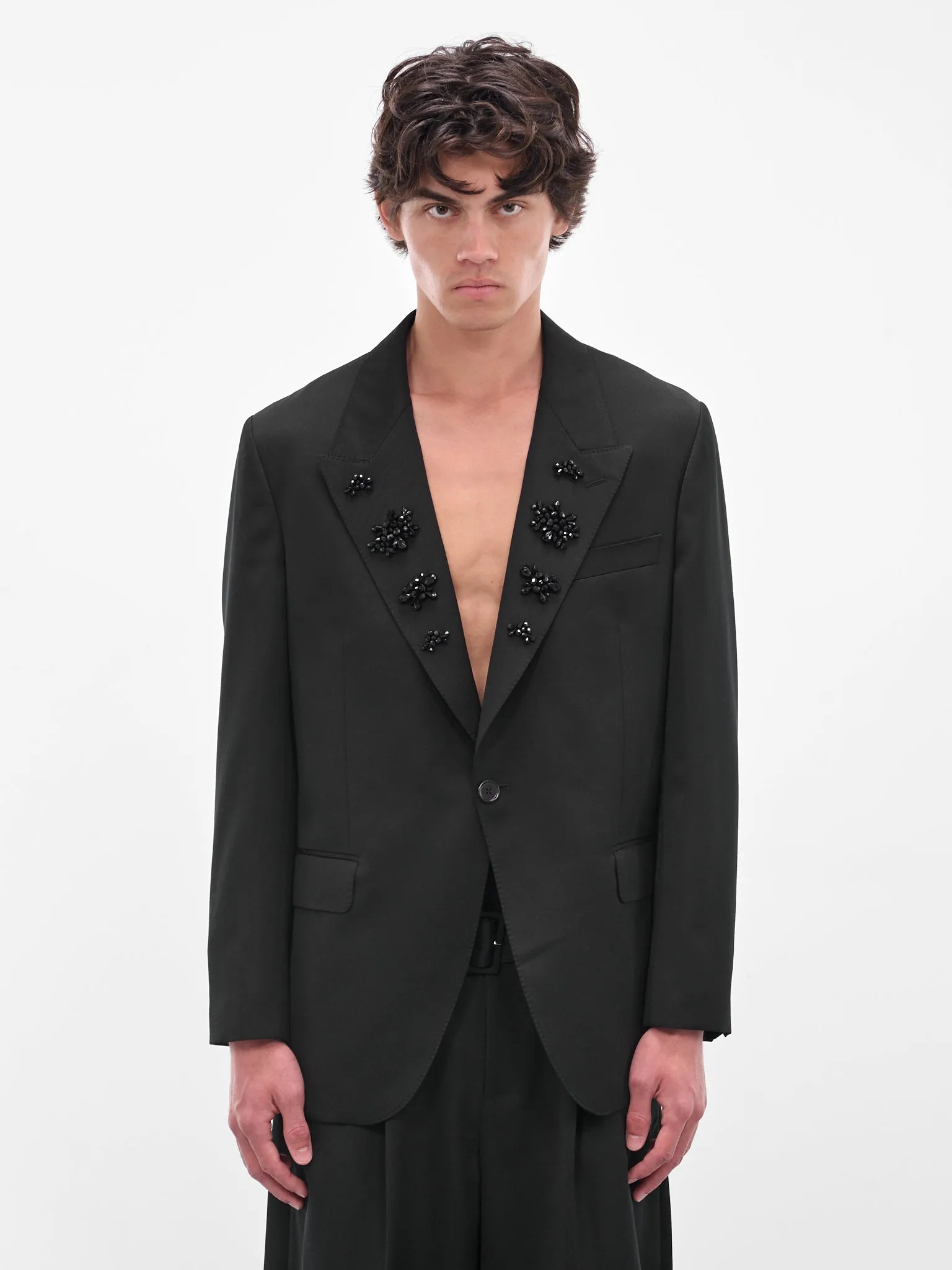 Black Relaxed Wide Peak Jacket (6119DTB-1217-BLACK-JET) sold by lorenzo