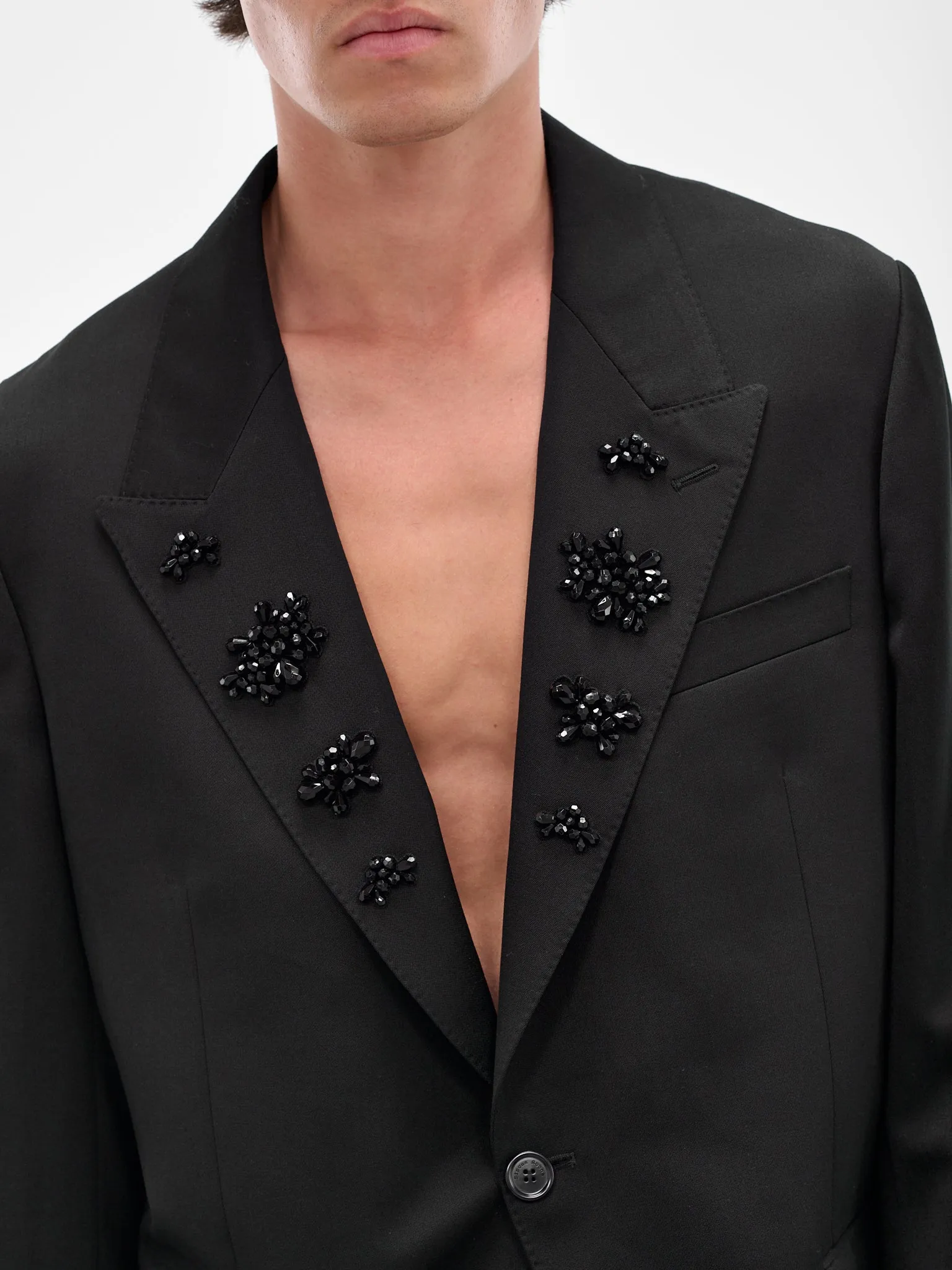 Black Relaxed Wide Peak Jacket (6119DTB-1217-BLACK-JET) sold by lorenzo product image thumbnail 5