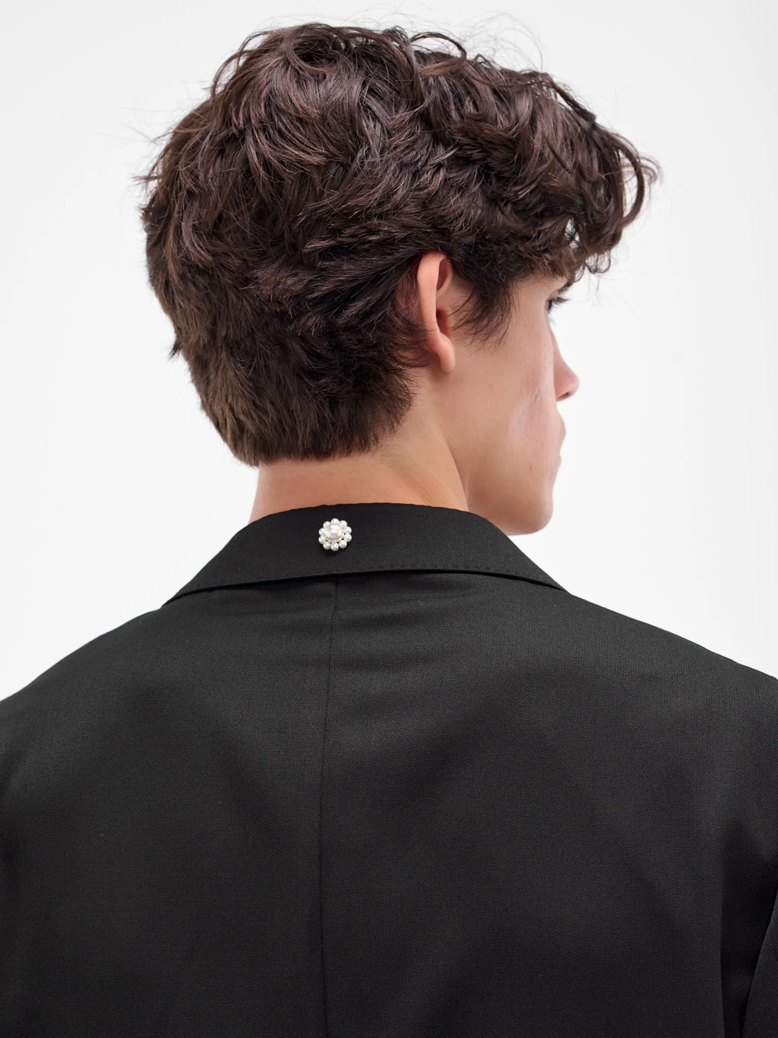 Black Relaxed Wide Peak Jacket (6119DTB-1217-BLACK-JET) sold by lorenzo product image thumbnail 4