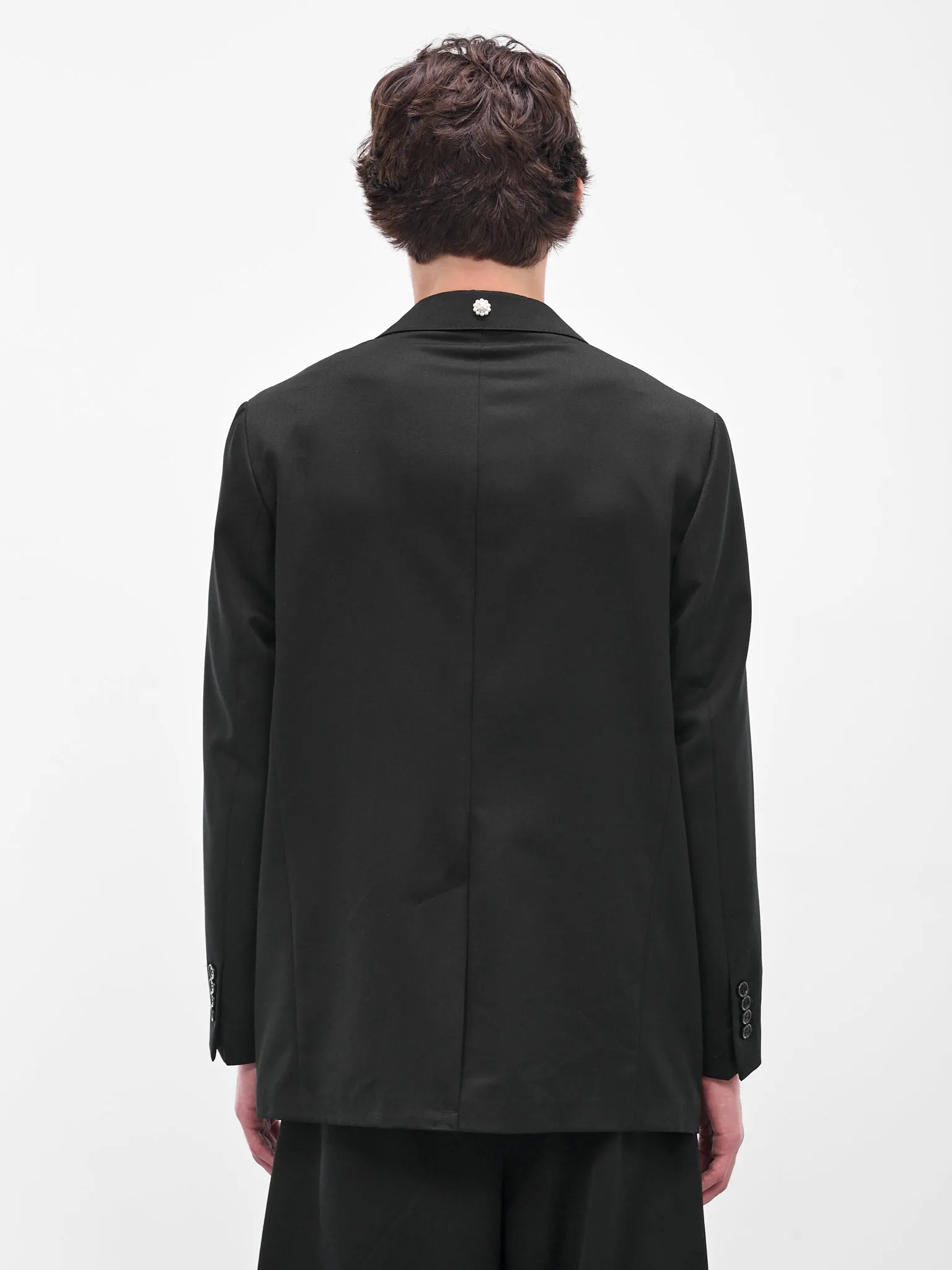 Black Relaxed Wide Peak Jacket (6119DTB-1217-BLACK-JET) sold by lorenzo product image thumbnail 3
