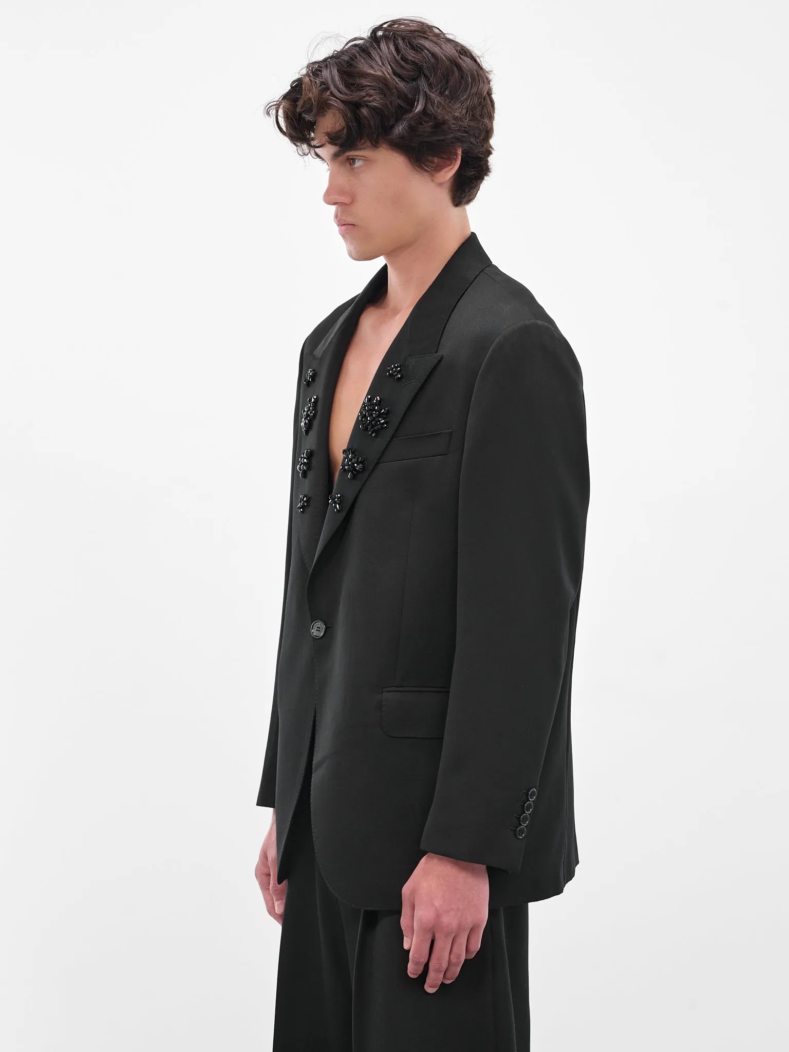 Black Relaxed Wide Peak Jacket (6119DTB-1217-BLACK-JET) sold by lorenzo product image thumbnail 2