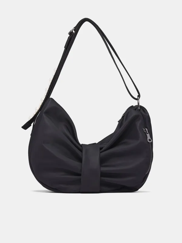 Black Beaded Sling Bow Bag (BAG199B-0761-BLACK-PEARL) made by Simone Rocha