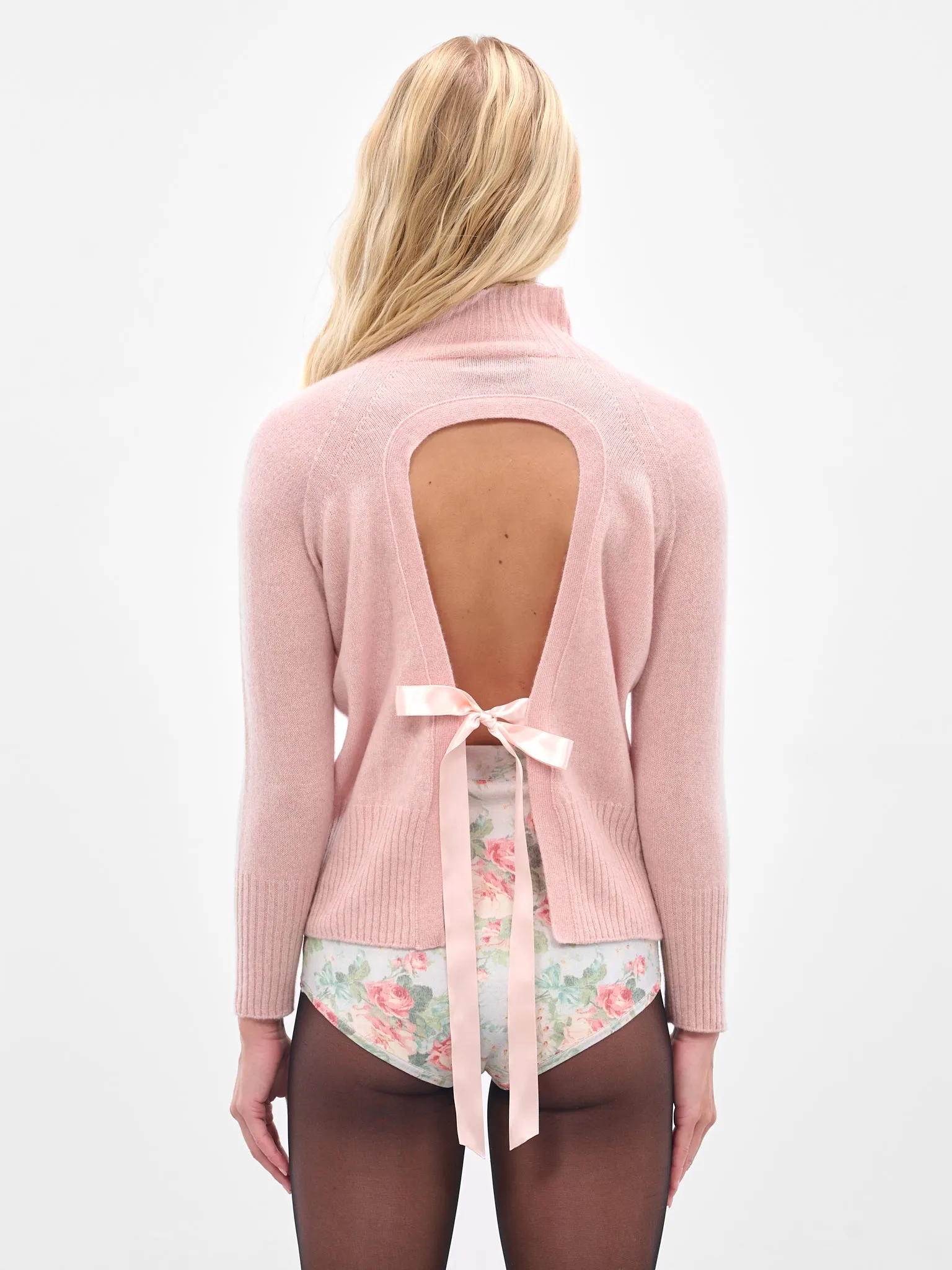 Pink Cashmere Open Back Jumper (COMK1-0667-ROSE) sold by lorenzo product image thumbnail 3