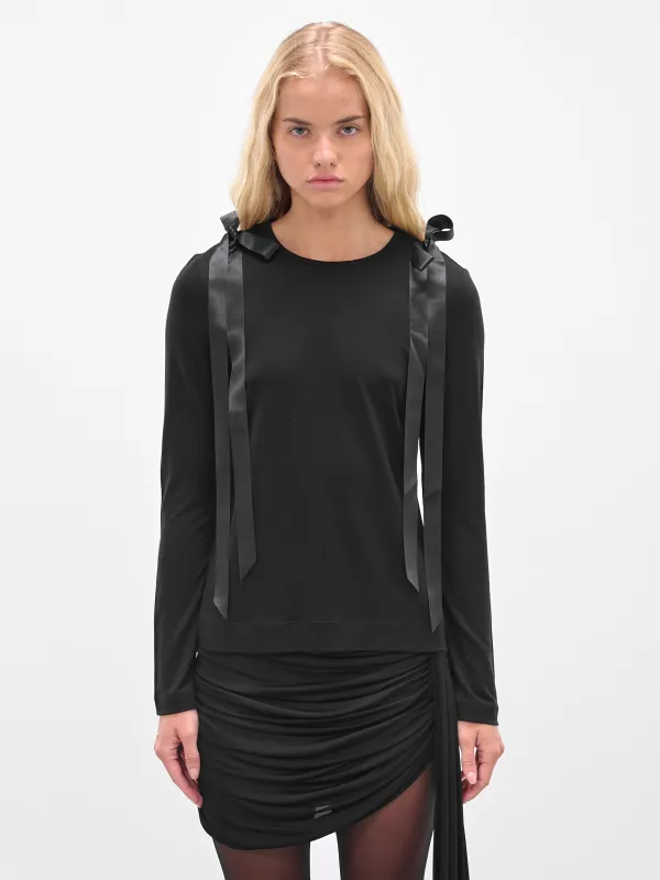 Black Bow Ribbon Tail T-Shirt (5367-0571-BLACK) sold by lorenzo