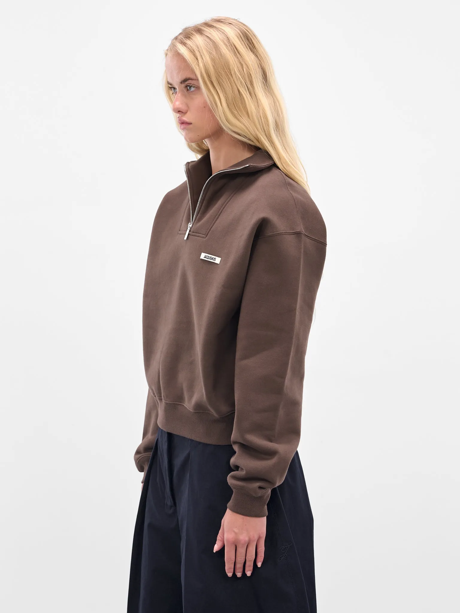 The Brown Zip Neck Sweatshirt (SSW00210AJ00174-DARK-BROWN) sold by lorenzo product image thumbnail 2