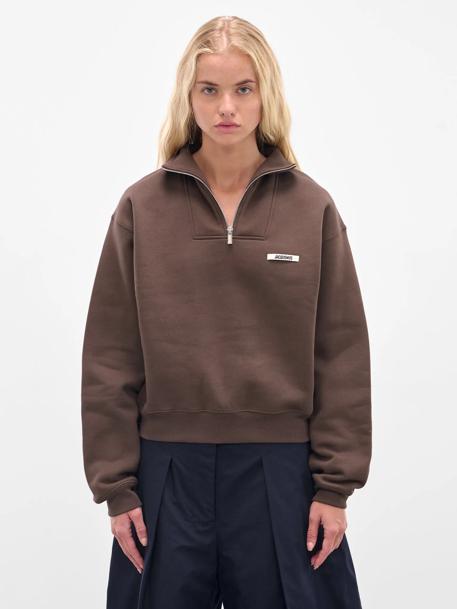 The Brown Zip Neck Sweatshirt (SSW00210AJ00174-DARK-BROWN) sold by lorenzo