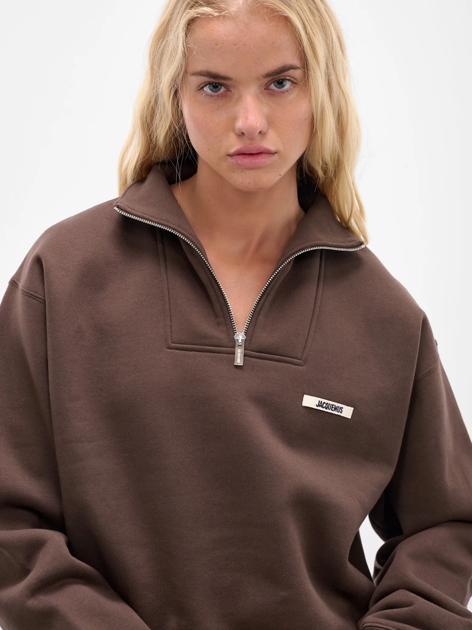 The Brown Zip Neck Sweatshirt (SSW00210AJ00174-DARK-BROWN) sold by lorenzo product image thumbnail 5
