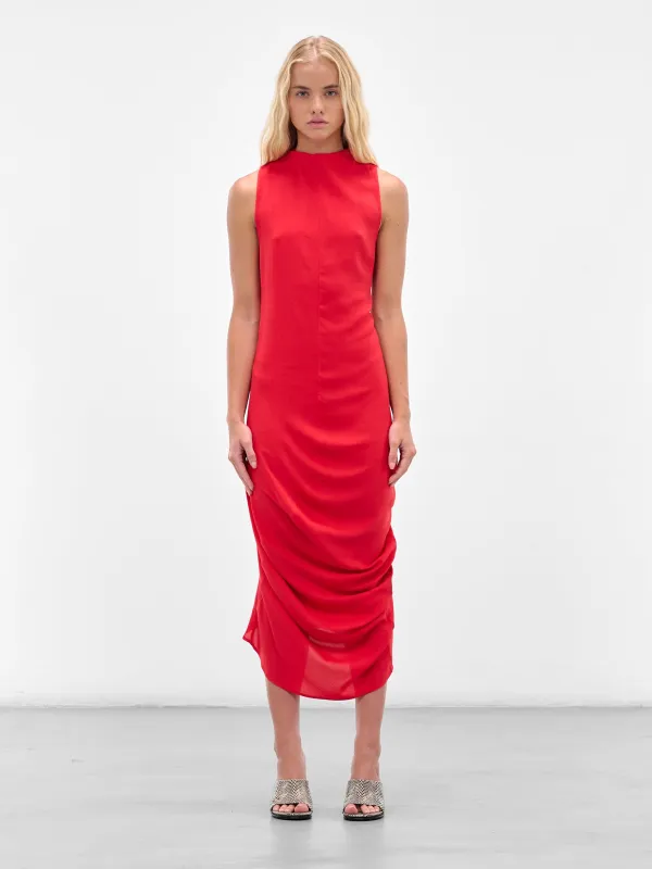 The Red Draped J Dress (DRW00717AW00563-RED) sold by lorenzo