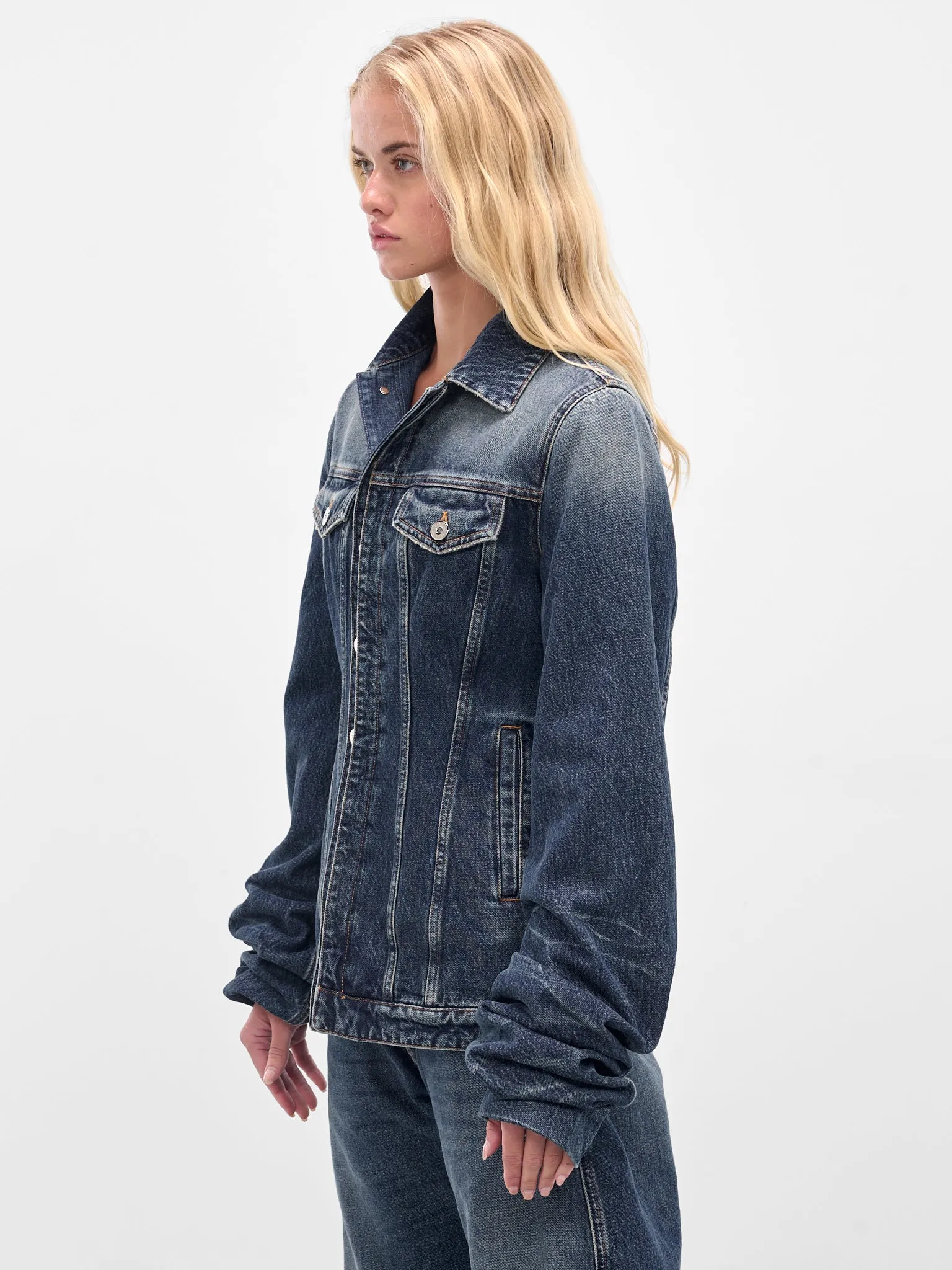 Blue Oversized Sleeves Denim Jacket (25-03-W-JA003-D024-VINTAGE-BLU) sold by lorenzo product image thumbnail 2