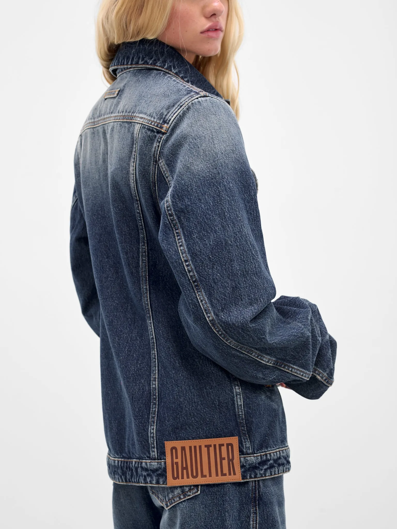 Blue Oversized Sleeves Denim Jacket (25-03-W-JA003-D024-VINTAGE-BLU) sold by lorenzo product image thumbnail 5