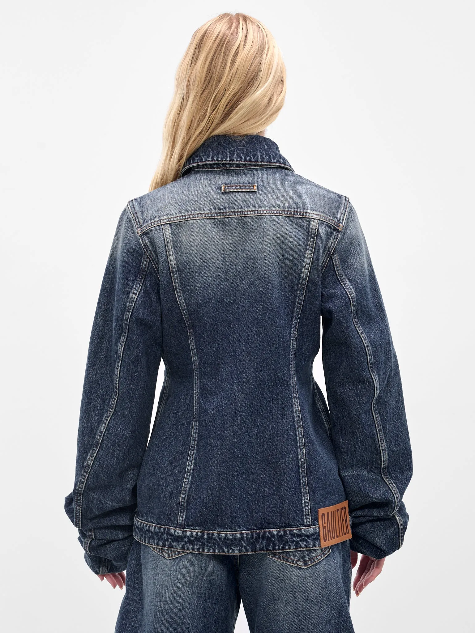Blue Oversized Sleeves Denim Jacket (25-03-W-JA003-D024-VINTAGE-BLU) sold by lorenzo product image thumbnail 3