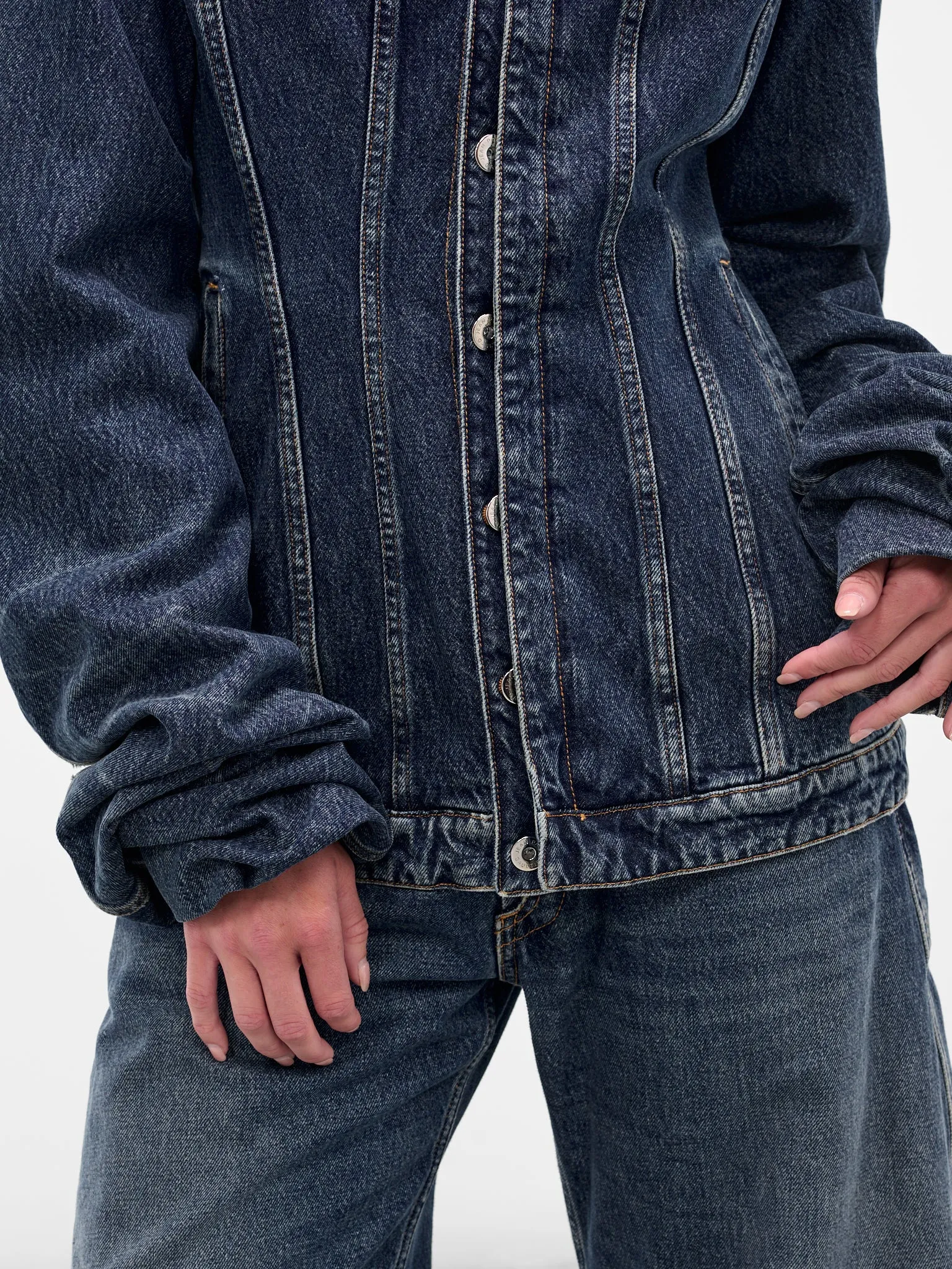 Blue Oversized Sleeves Denim Jacket (25-03-W-JA003-D024-VINTAGE-BLU) sold by lorenzo product image thumbnail 4