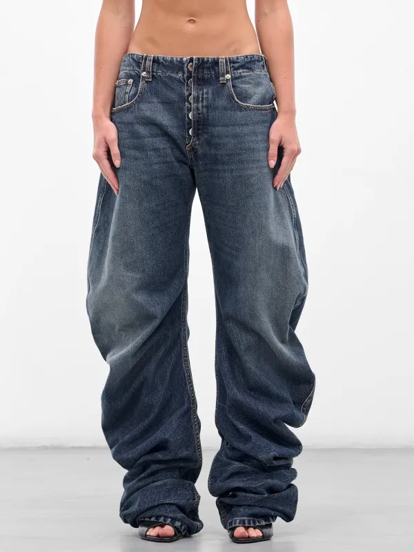 Blue Oversized Stacking Denim Jeans (25-03-W-TR008-D024-VINTAGE-BLU) sold by lorenzo