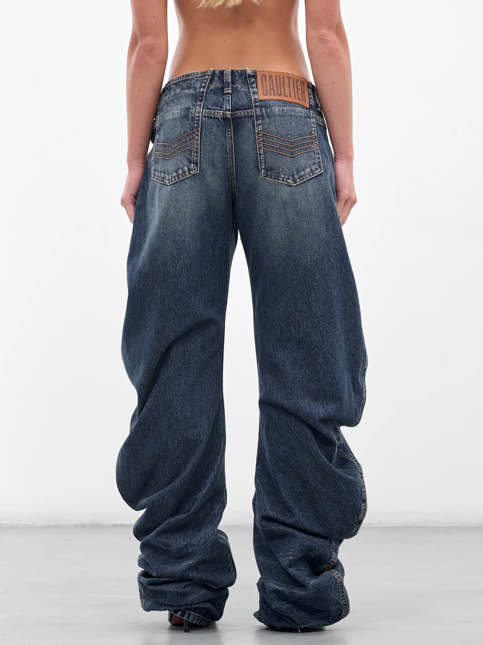 Blue Oversized Stacking Denim Jeans (25-03-W-TR008-D024-VINTAGE-BLU) sold by lorenzo product image thumbnail 3