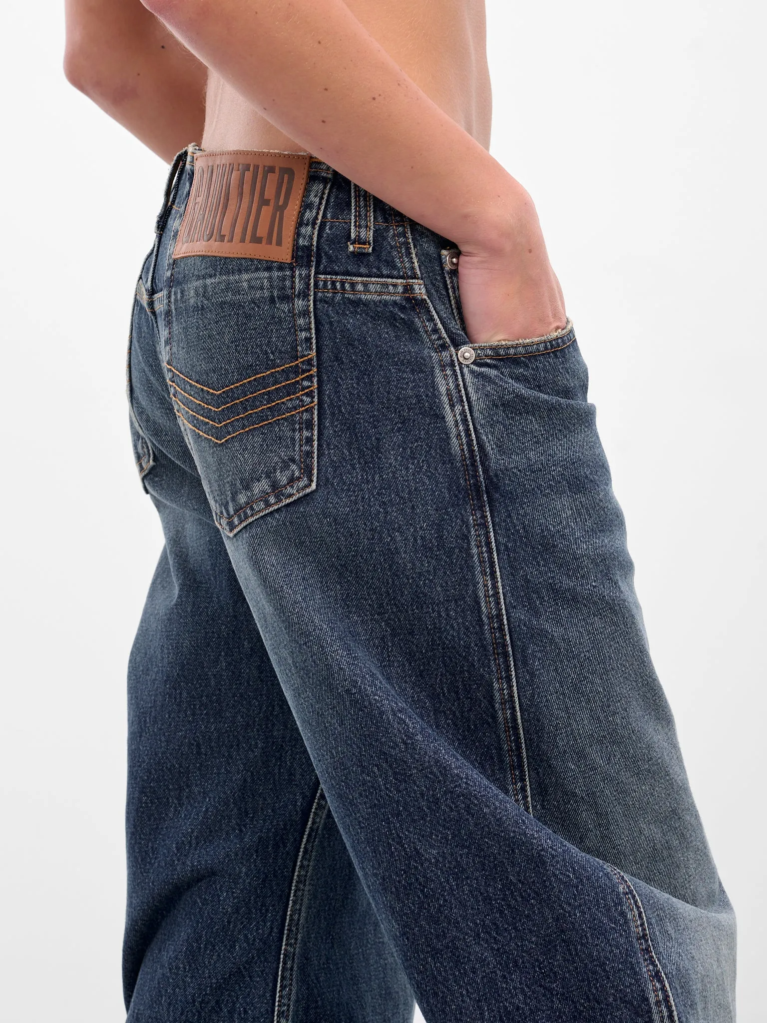 Blue Oversized Stacking Denim Jeans (25-03-W-TR008-D024-VINTAGE-BLU) sold by lorenzo product image thumbnail 4