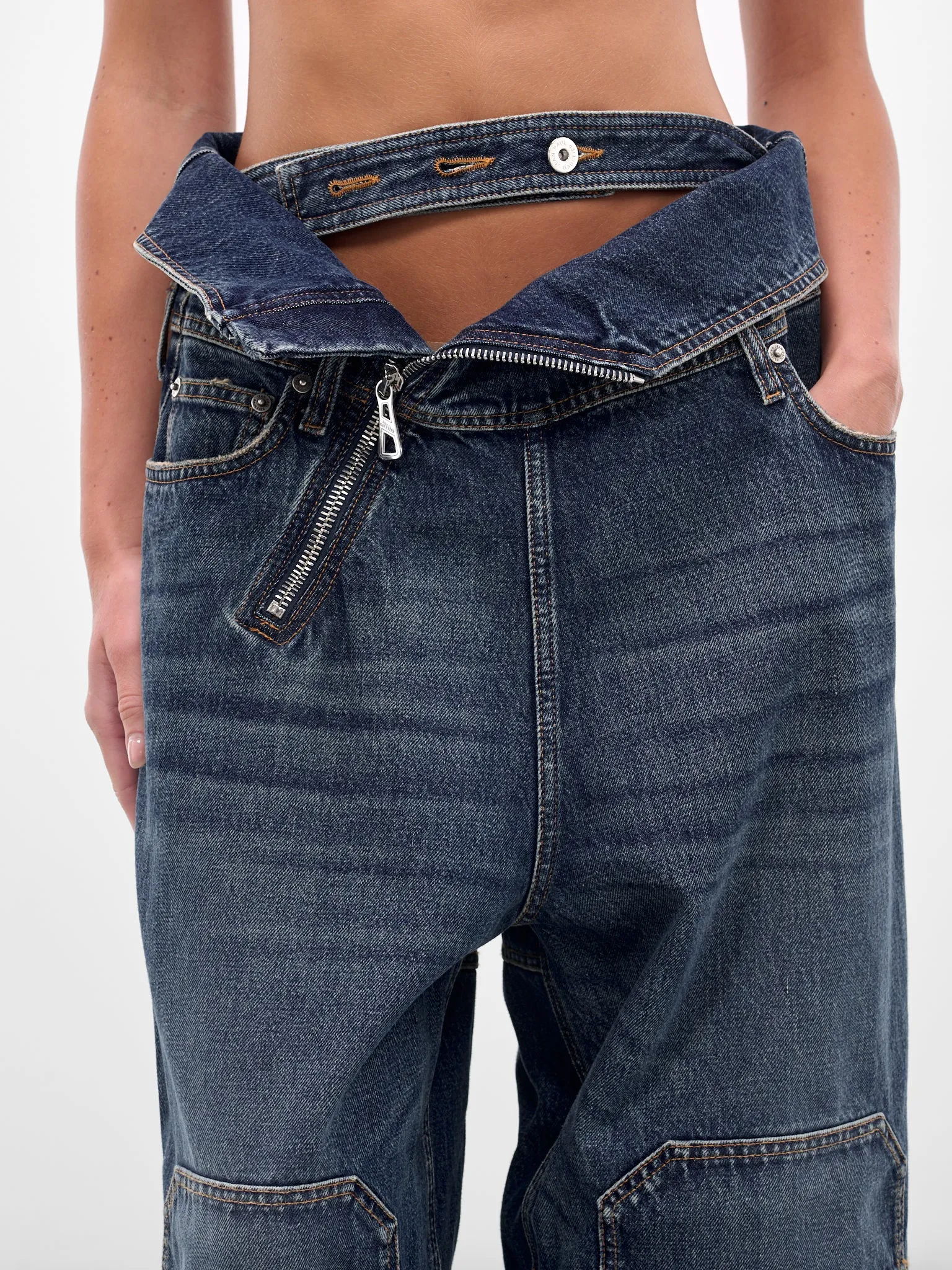 Blue Zipped Patch Denim Jeans (25-03-W-TR007-D024-VINTAGE-BLU) sold by lorenzo product image thumbnail 5