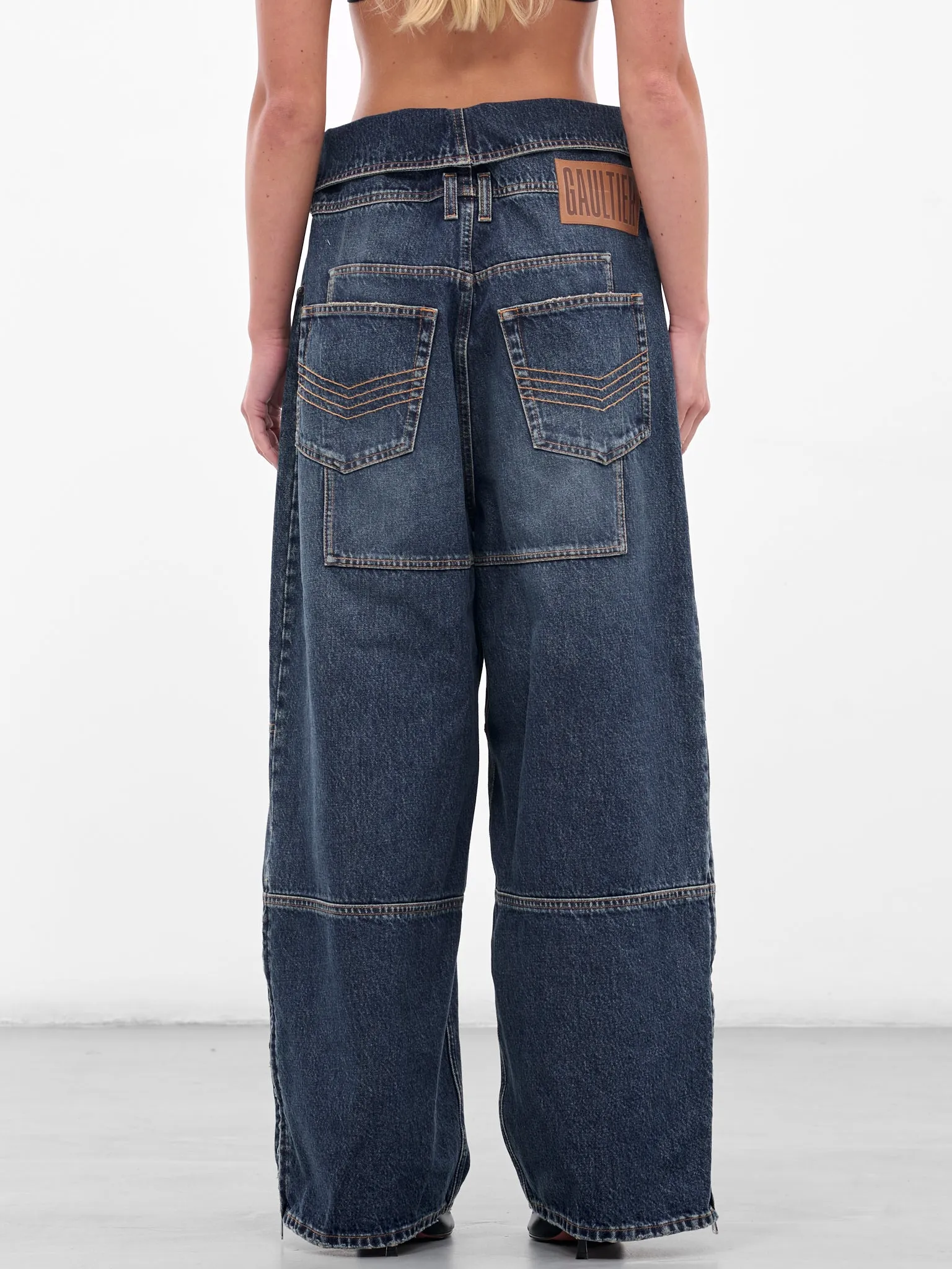 Blue Zipped Patch Denim Jeans (25-03-W-TR007-D024-VINTAGE-BLU) sold by lorenzo product image thumbnail 3