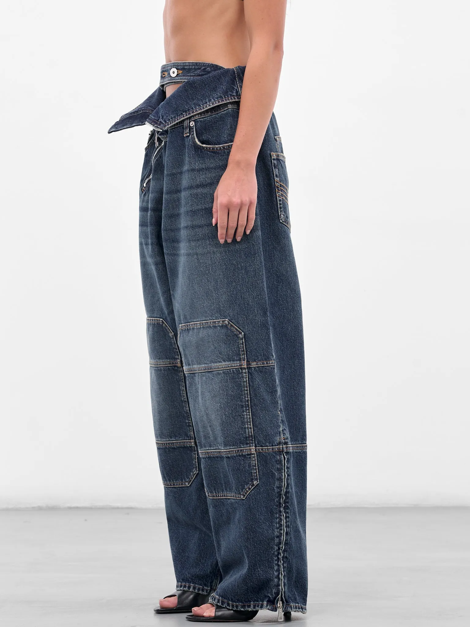 Blue Zipped Patch Denim Jeans (25-03-W-TR007-D024-VINTAGE-BLU) sold by lorenzo product image thumbnail 2