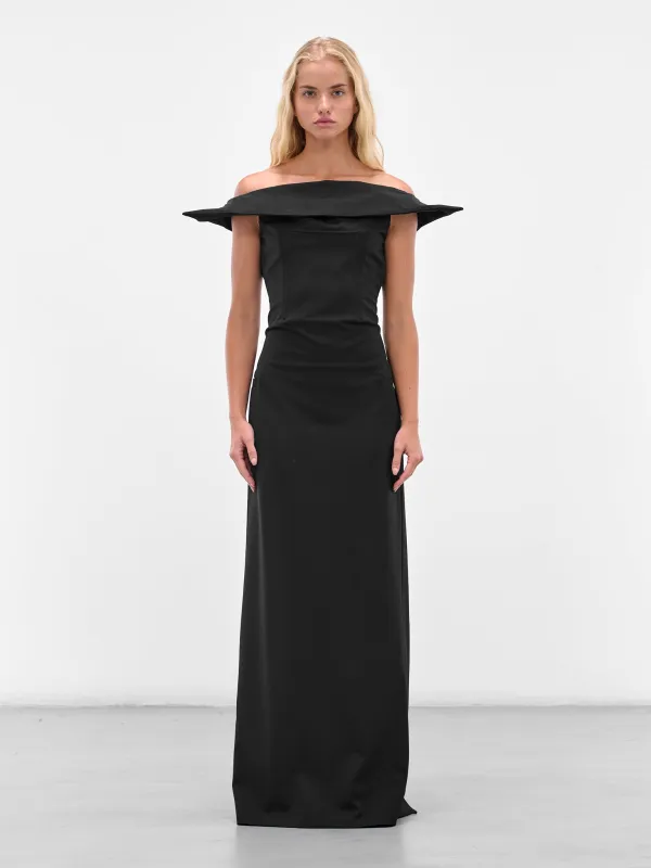 Black Backless Belt Maxi Dress (25-03-W-DR045-W002-BLACK) sold by lorenzo