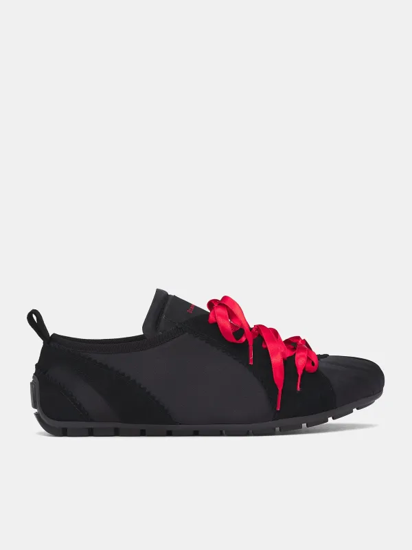 Black Suede Ballerina Grip Trainers (BPT4-M-BLACK-RED) made by Simone Rocha