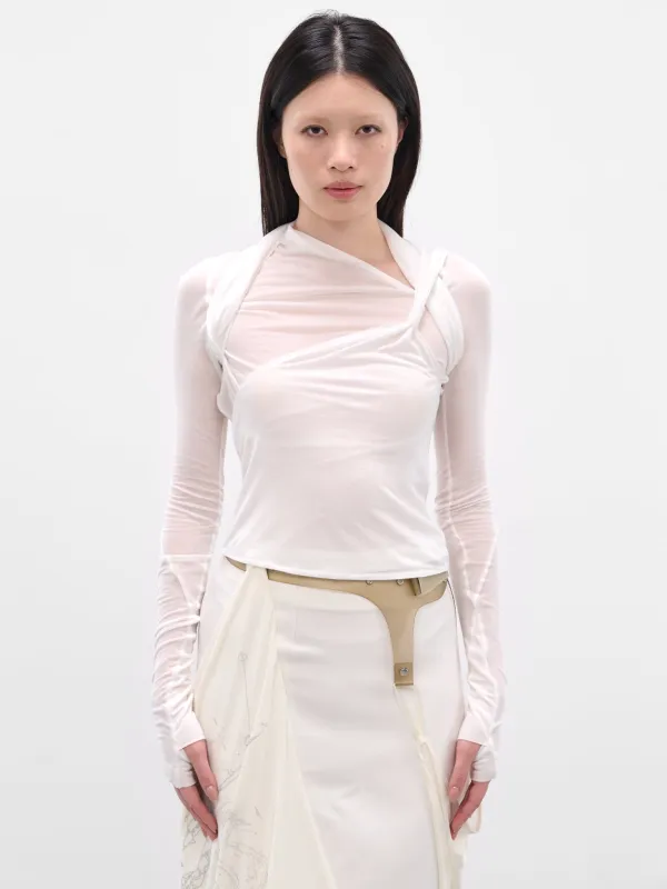 White Tied Draping Long Sleeve (FW25-TS2W-WHITE) sold by lorenzo