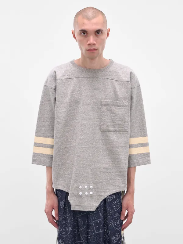 Gray Striped Bodysuit Hem Tee (K2503LC113-GRY-GREY) sold by lorenzo