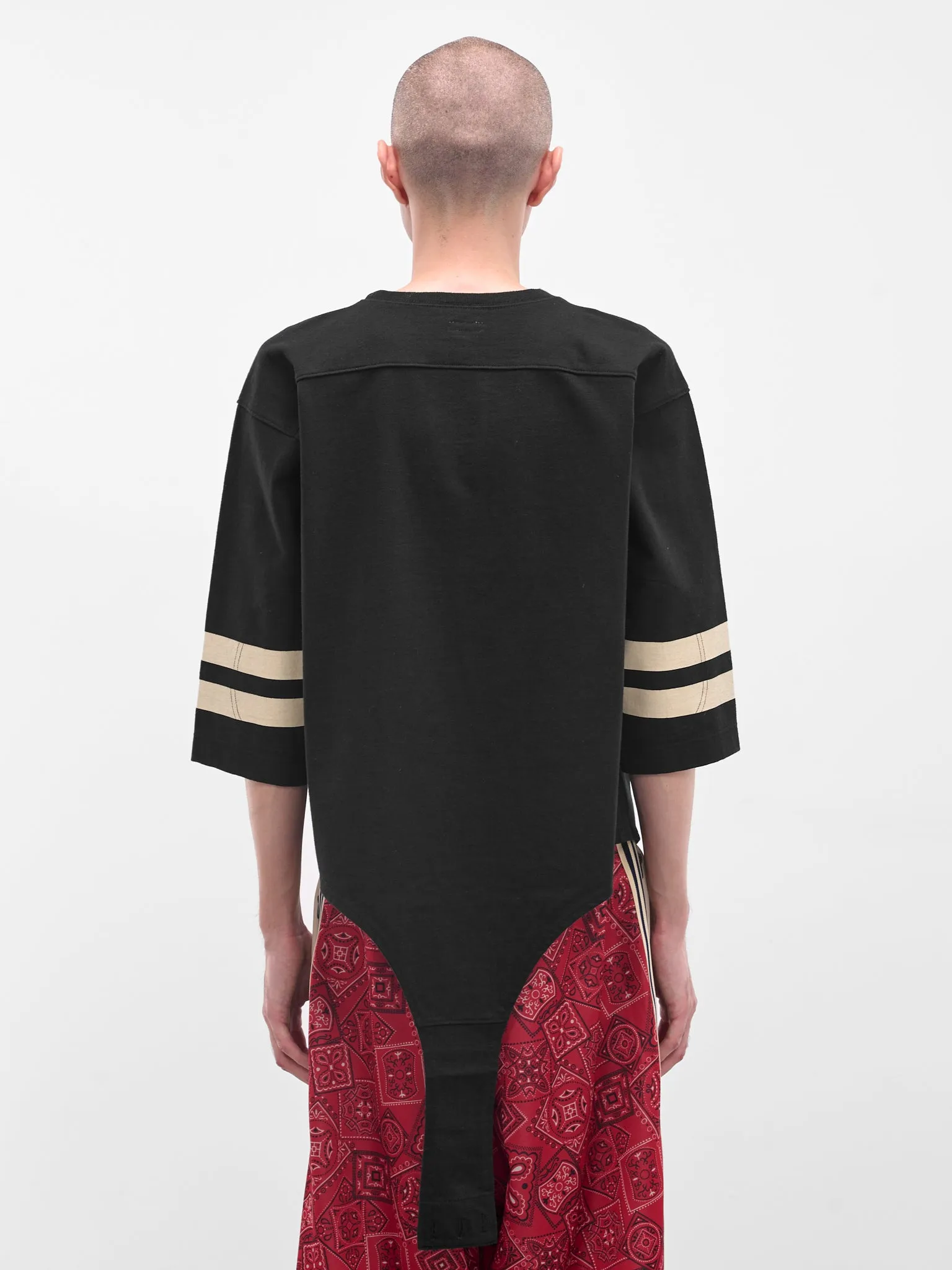 Black Striped Bodysuit Hem Tee (K2503LC054-BLK-BLACK) sold by lorenzo product image thumbnail 3