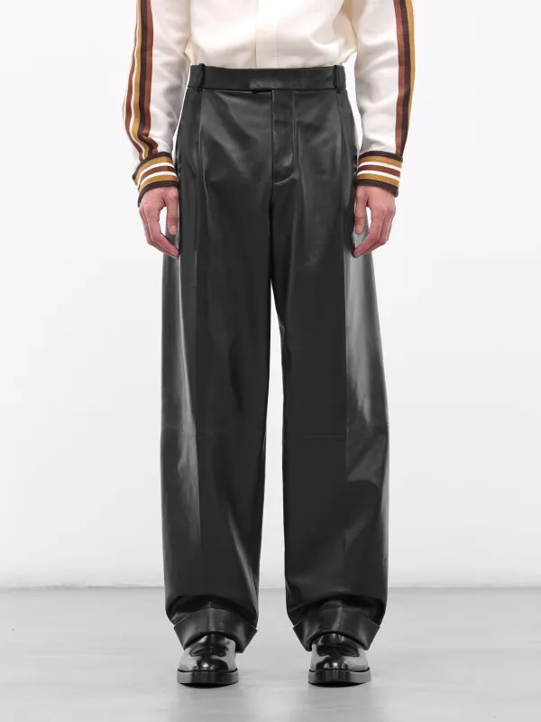 Black Leather Wide Leg Trousers (833911-V5BX0-1000-BLACK) sold by lorenzo