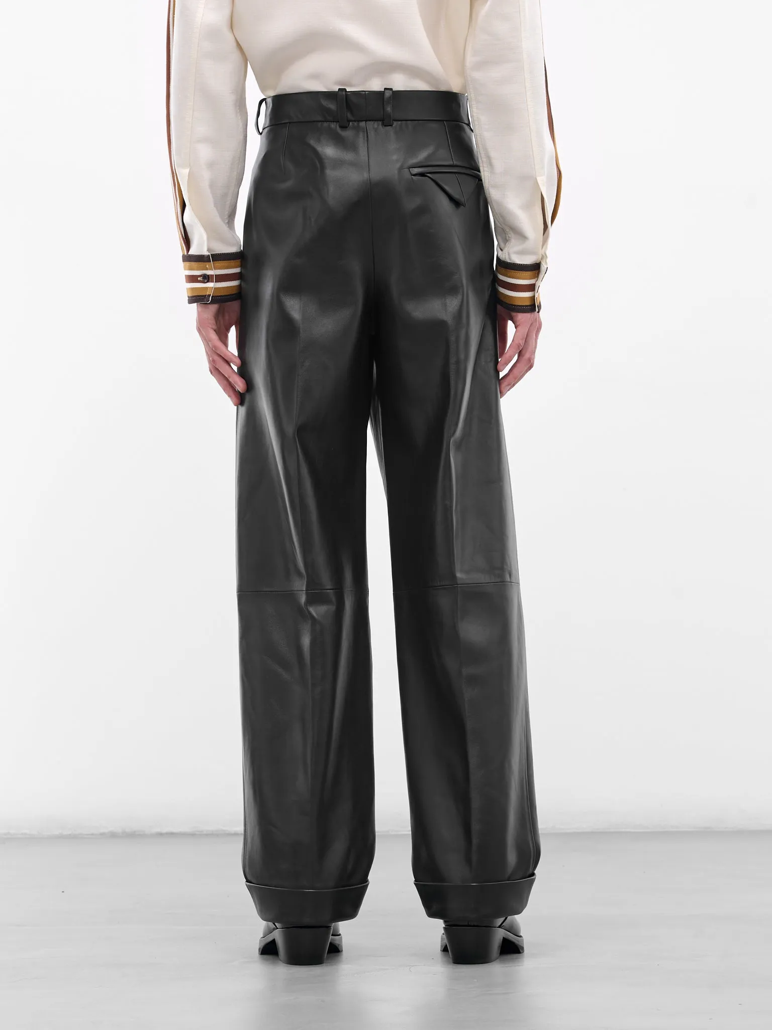 Black Leather Wide Leg Trousers (833911-V5BX0-1000-BLACK) sold by lorenzo product image thumbnail 3