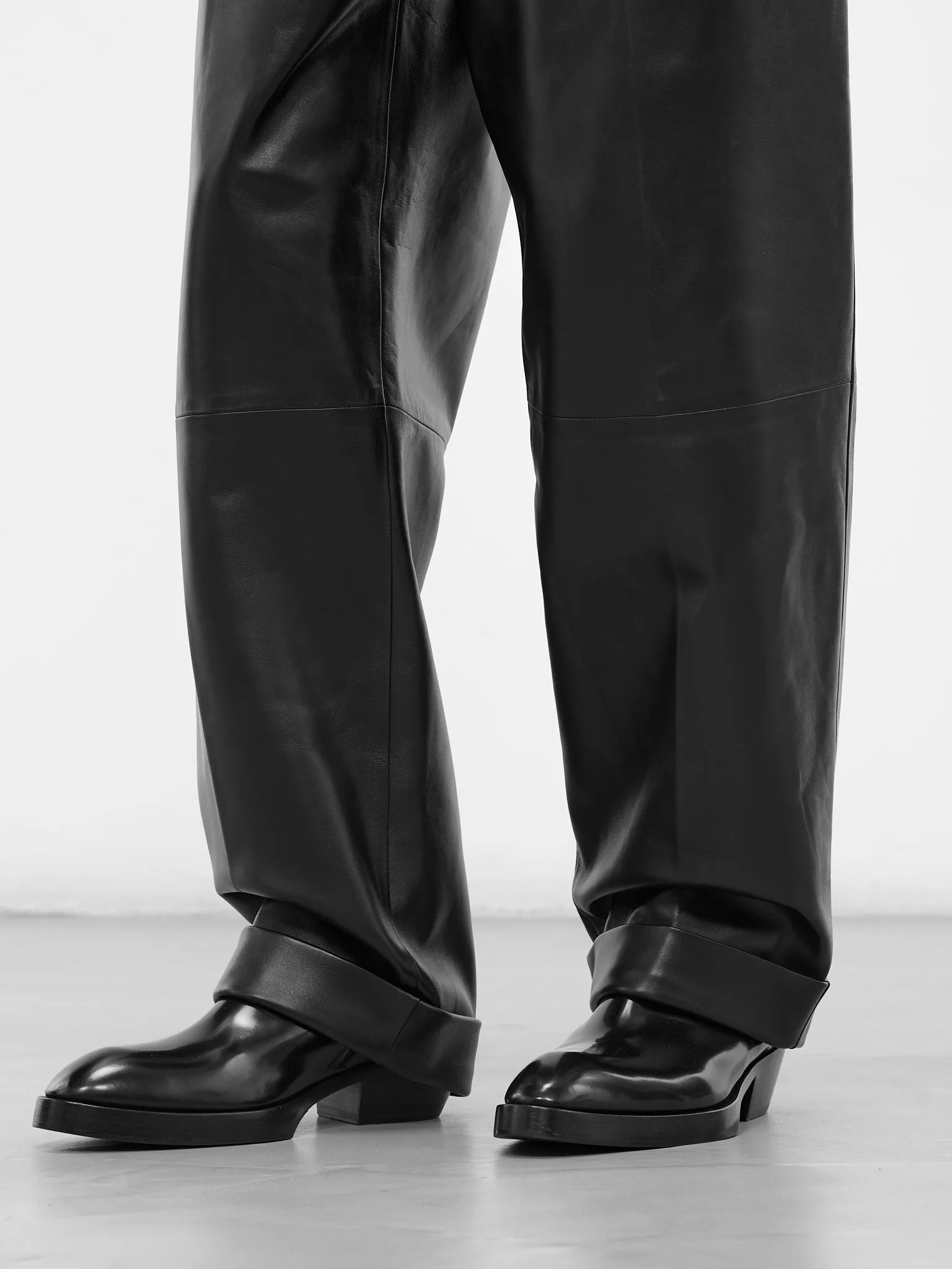 Black Leather Wide Leg Trousers (833911-V5BX0-1000-BLACK) sold by lorenzo product image thumbnail 5