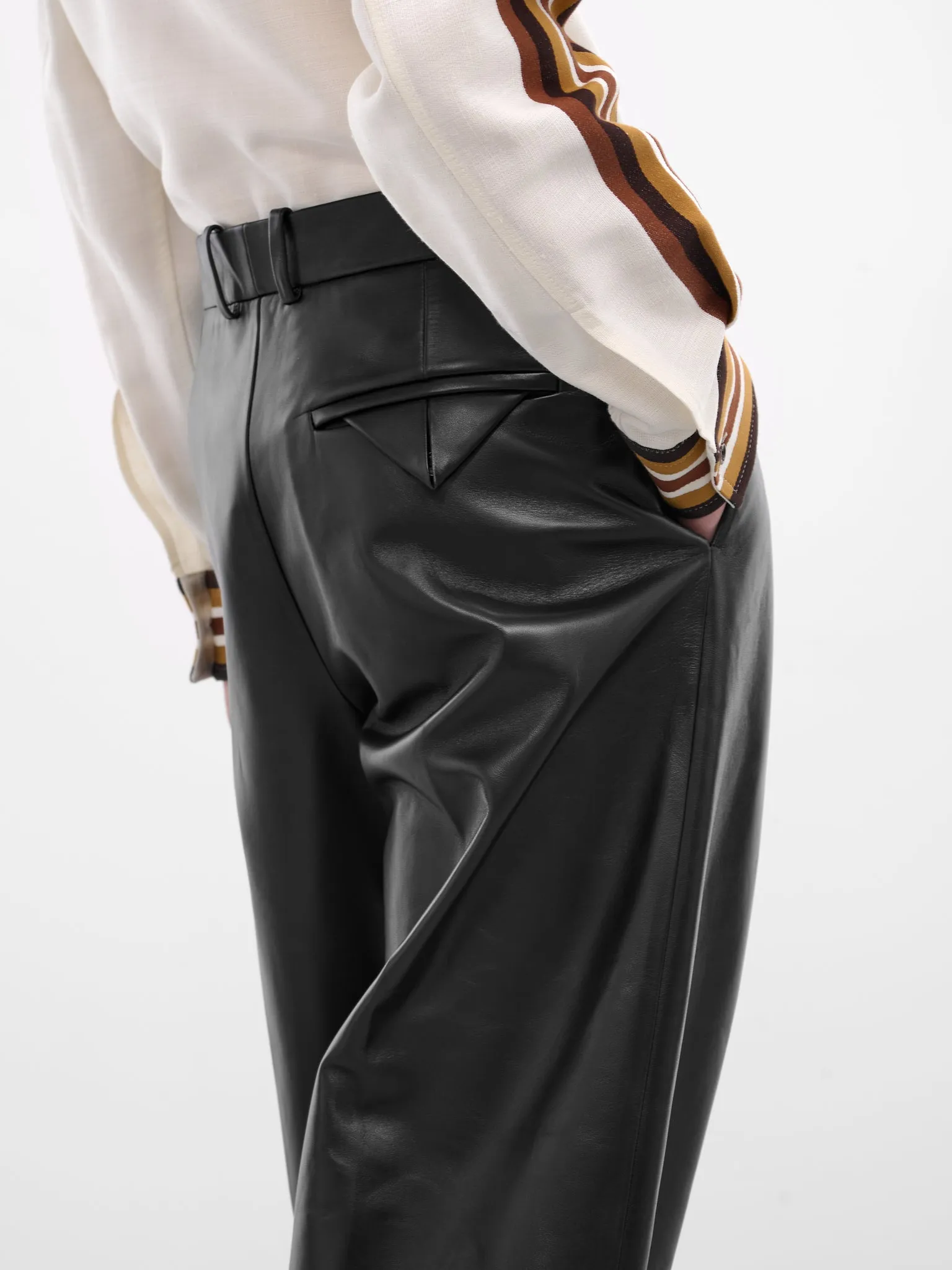 Black Leather Wide Leg Trousers (833911-V5BX0-1000-BLACK) sold by lorenzo product image thumbnail 4