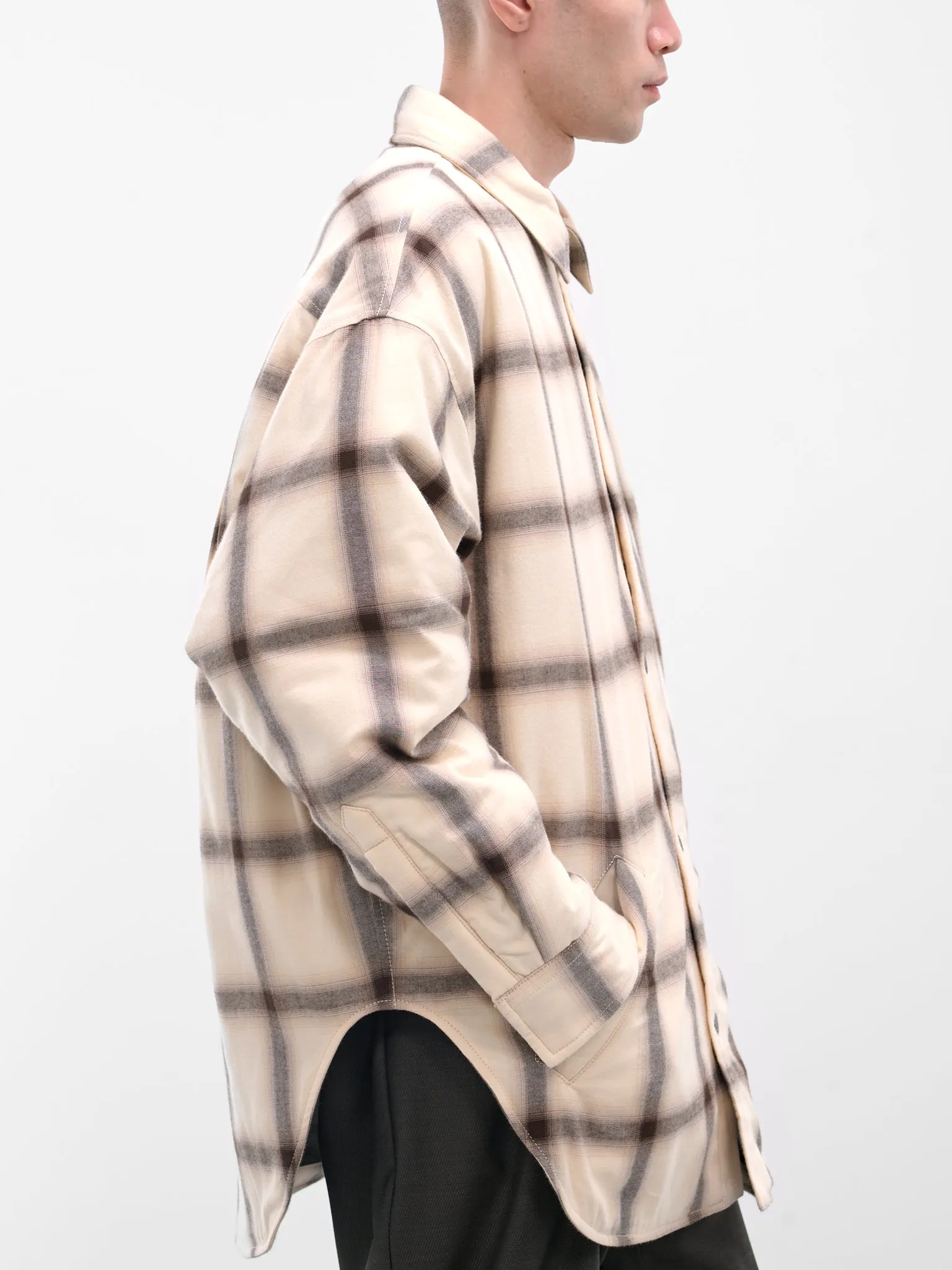 Beige Flannel Button-Up Shirt (FN-MN-OUTW001189-BEIGE-MULTI) sold by lorenzo product image thumbnail 5